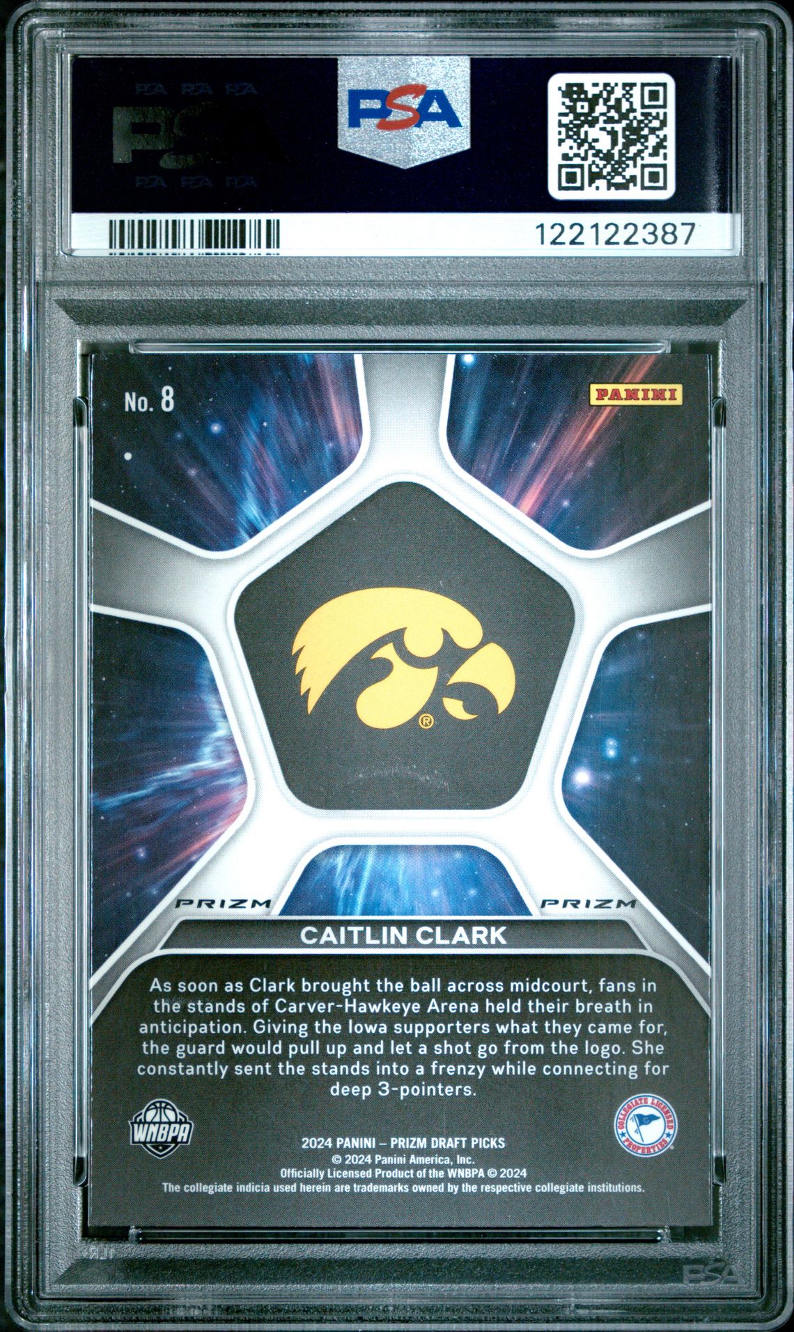 2024 Panini Prizm Draft Picks Deep Space Caitlin Clark #8 (Deep Space-Silver Prizm) Gem Mt 10 back