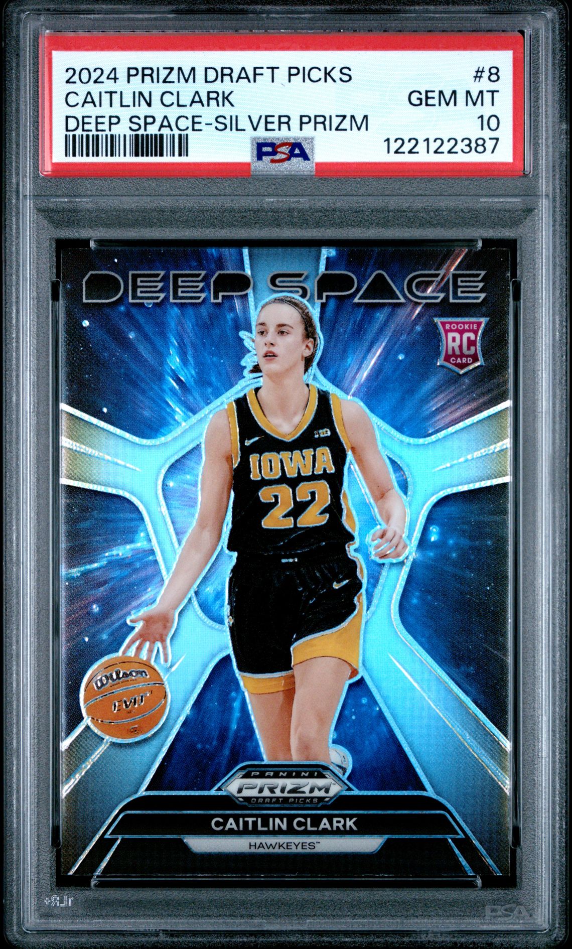 2024 Panini Prizm Draft Picks Deep Space Caitlin Clark #8 (Deep Space-Silver Prizm) Gem Mt 10 front