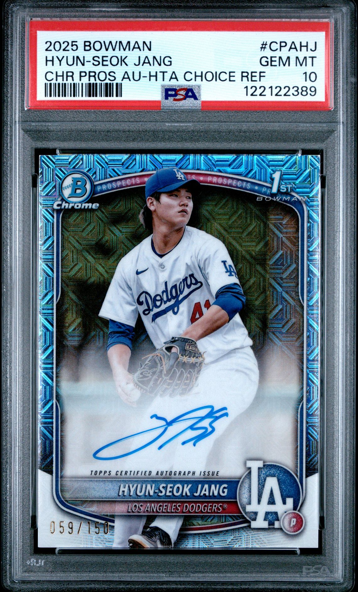 2025 Bowman Chrome Prospect Autographs Hyun-Seok Jang #Cpahj (Chr Pros Au-Hta Choice Ref) Gem Mt 10 front