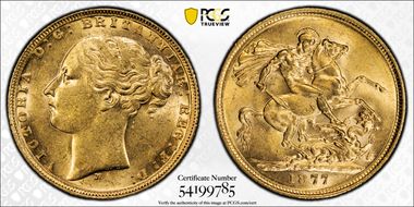 1877-M Sov S-3857 Long Tail AU58