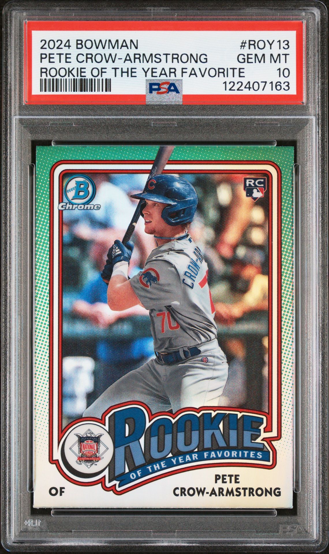 2024 Bowman Rookie Of The Year Favorites Pete Crow-Armstrong #Roy13 (Rookie Of The Year Favorite) Gem Mt 10 front