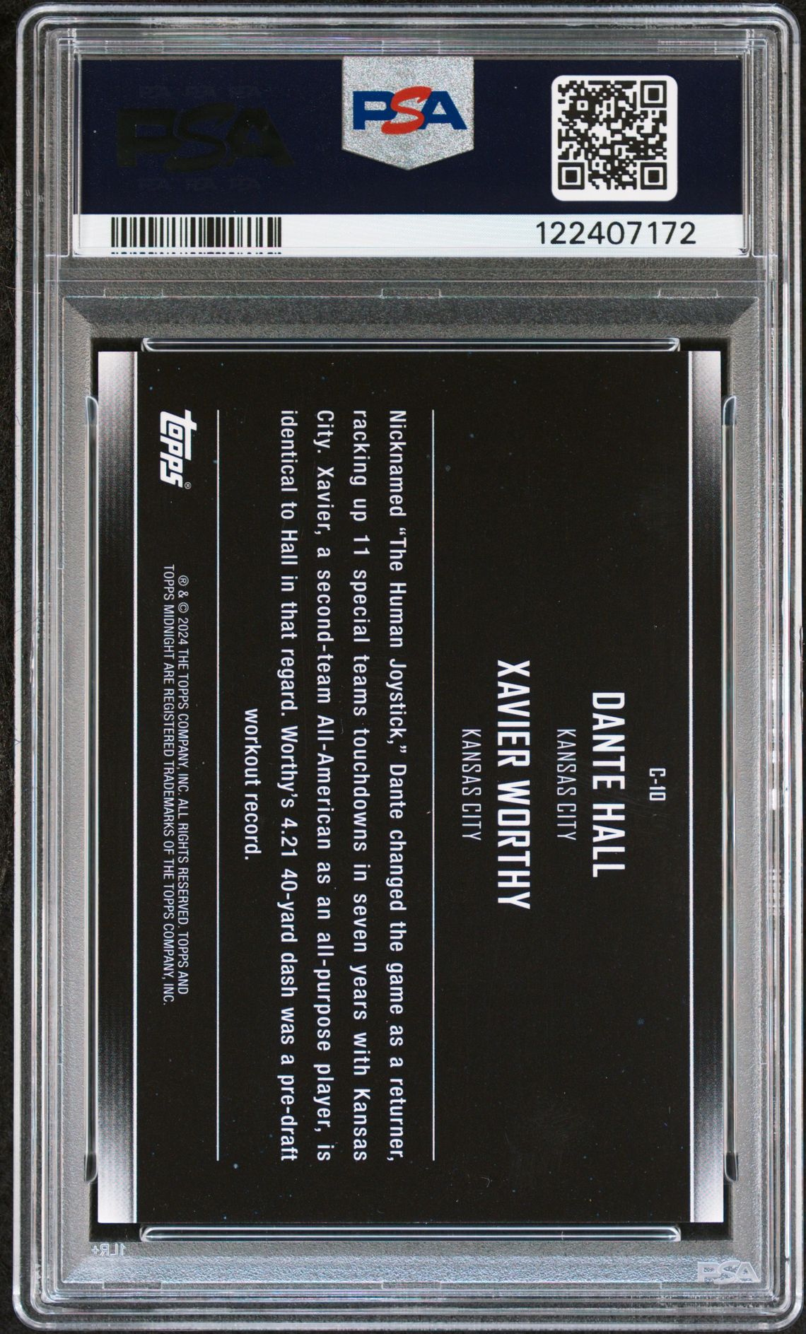 2024 Topps Midnight Constellations Worthy/Hall #C10 (Constellations-Twilight) Gem Mt 10 back