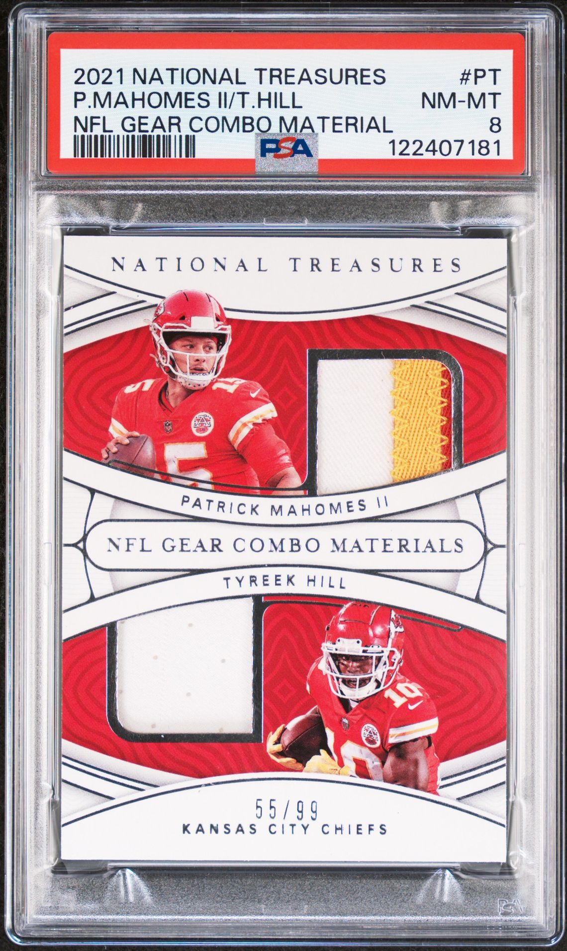 2021 Panini National Treasures Nfl Gear Combo Materials P.mahomes Ii/T.hill #Pt (Nfl Gear Combo Material) Nm-Mt 8 front