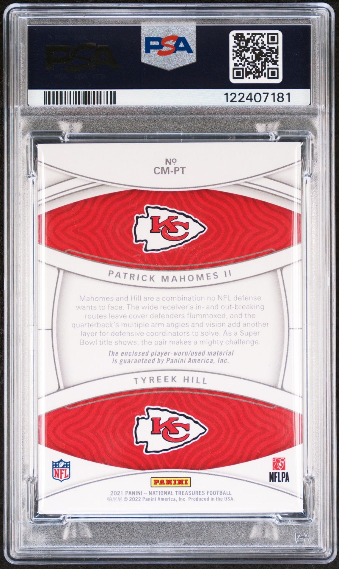 2021 Panini National Treasures Nfl Gear Combo Materials P.mahomes Ii/T.hill #Pt (Nfl Gear Combo Material) Nm-Mt 8 back