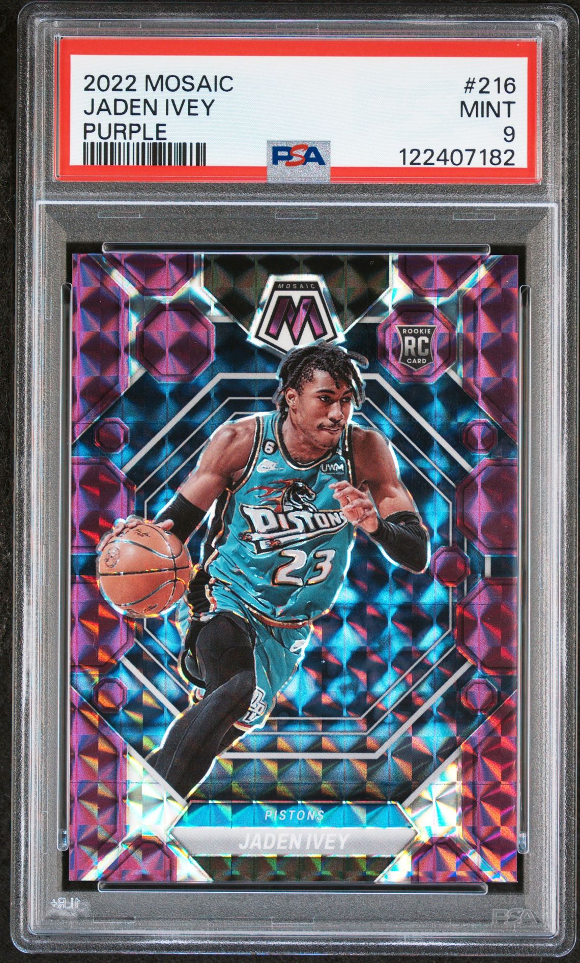 2022 Panini Mosaic Jaden Ivey #216 (Purple) Mint 9 front