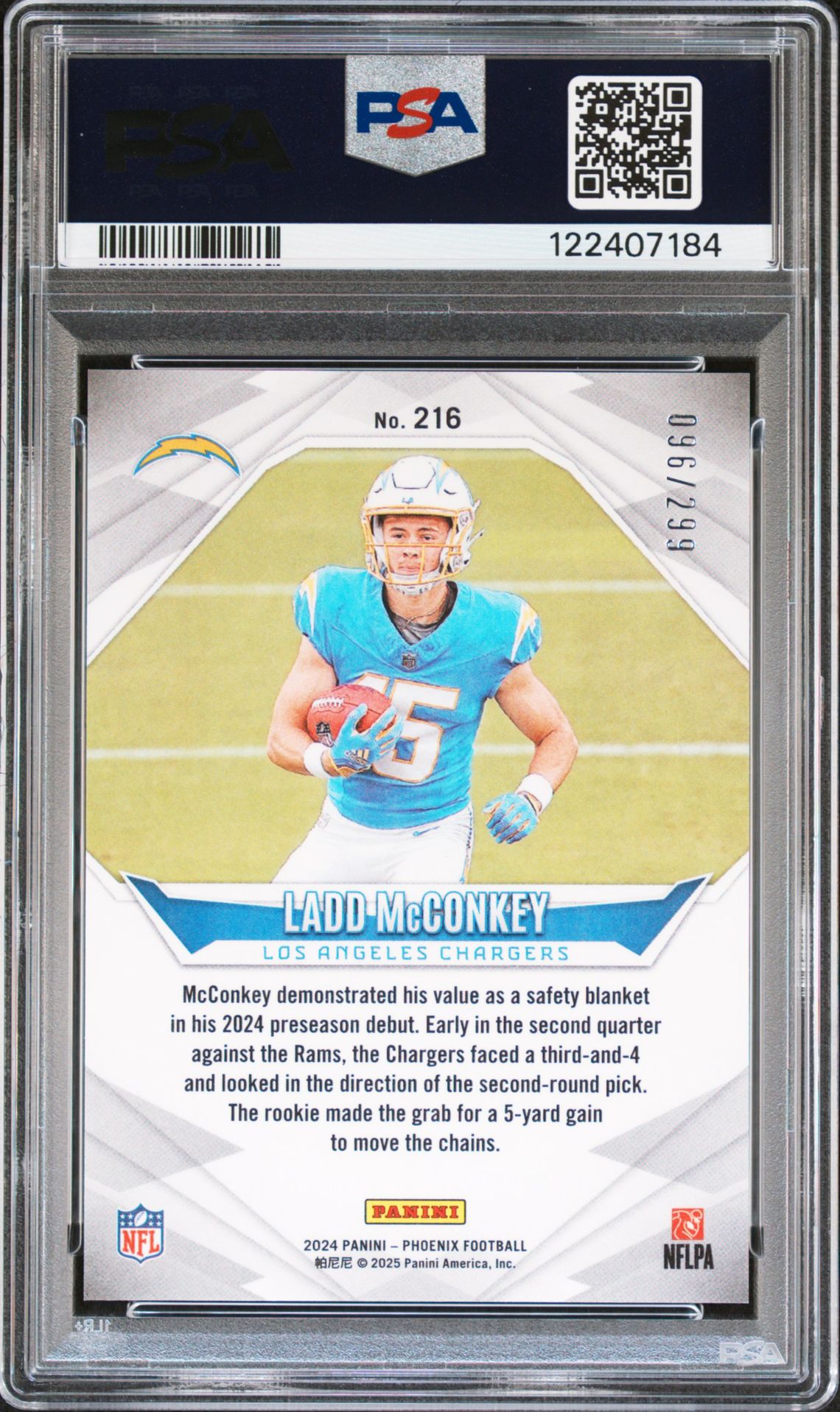 2024 Panini Phoenix Ladd Mcconkey #216 (Team Logos) Gem Mt 10 back