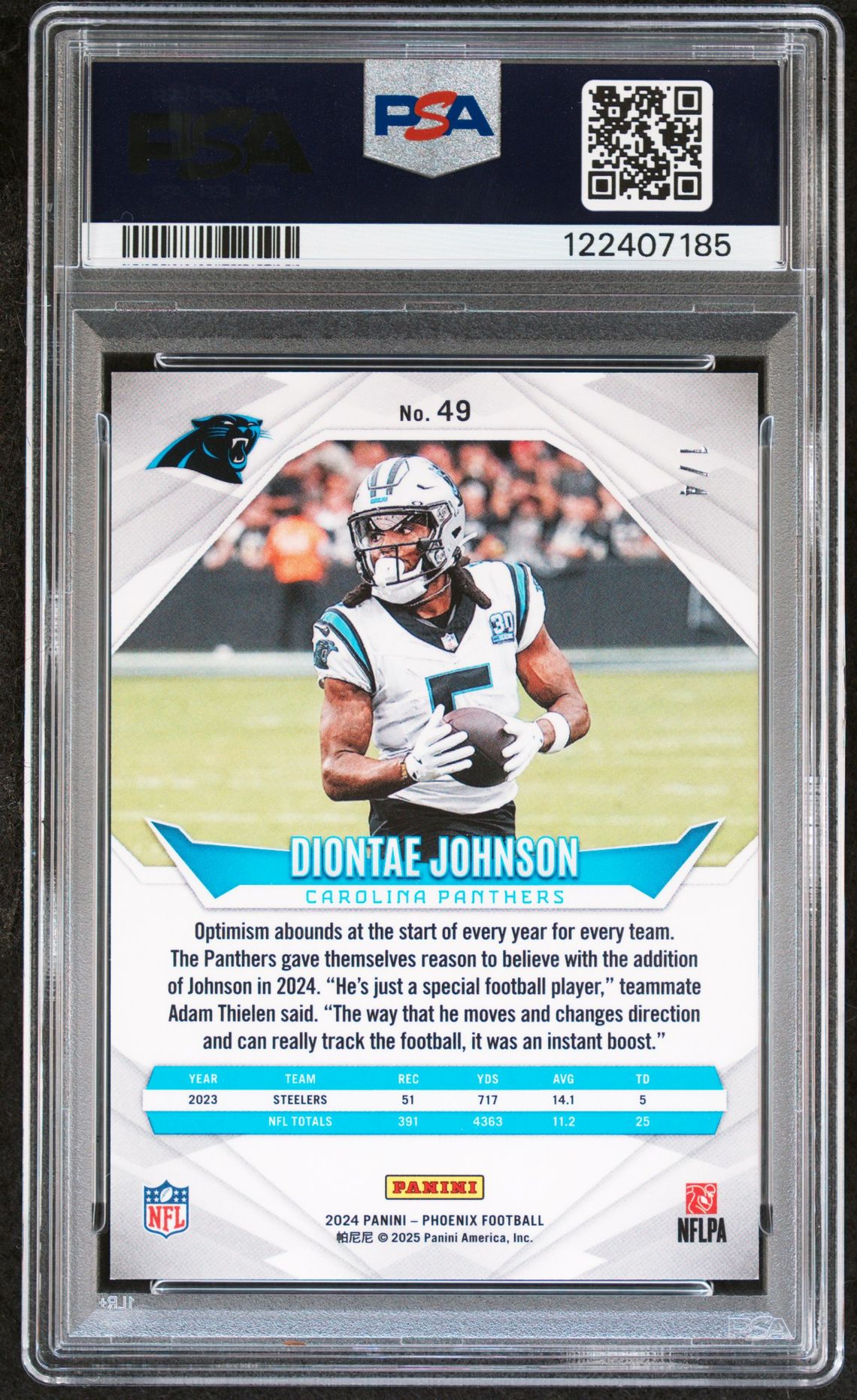 2024 Panini Phoenix Diontae Johnson #49 (Dreamweaver) Mint 9 back