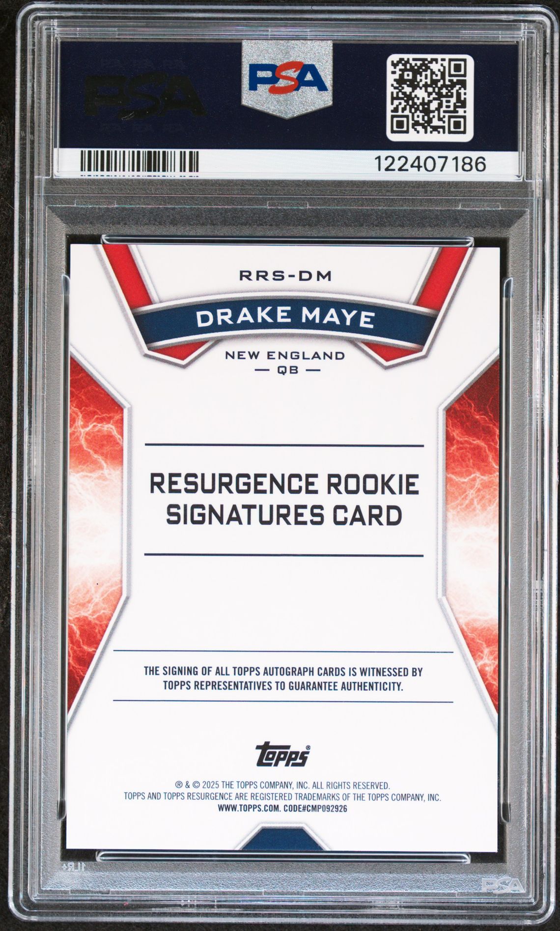 2024 Topps Resurgence Resurgence Rookie Signatures Drake Maye #Rrsdm (Resurgence Rookie Signature) Mint 9 back