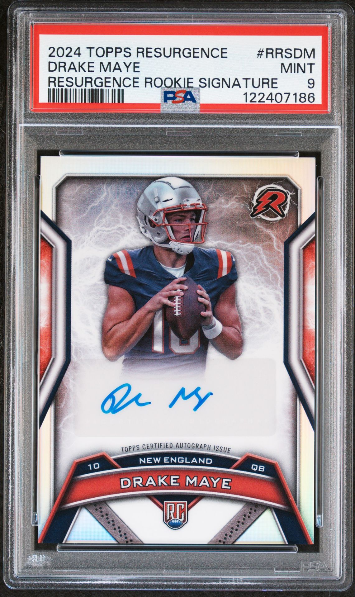 2024 Topps Resurgence Resurgence Rookie Signatures Drake Maye #Rrsdm (Resurgence Rookie Signature) Mint 9 front