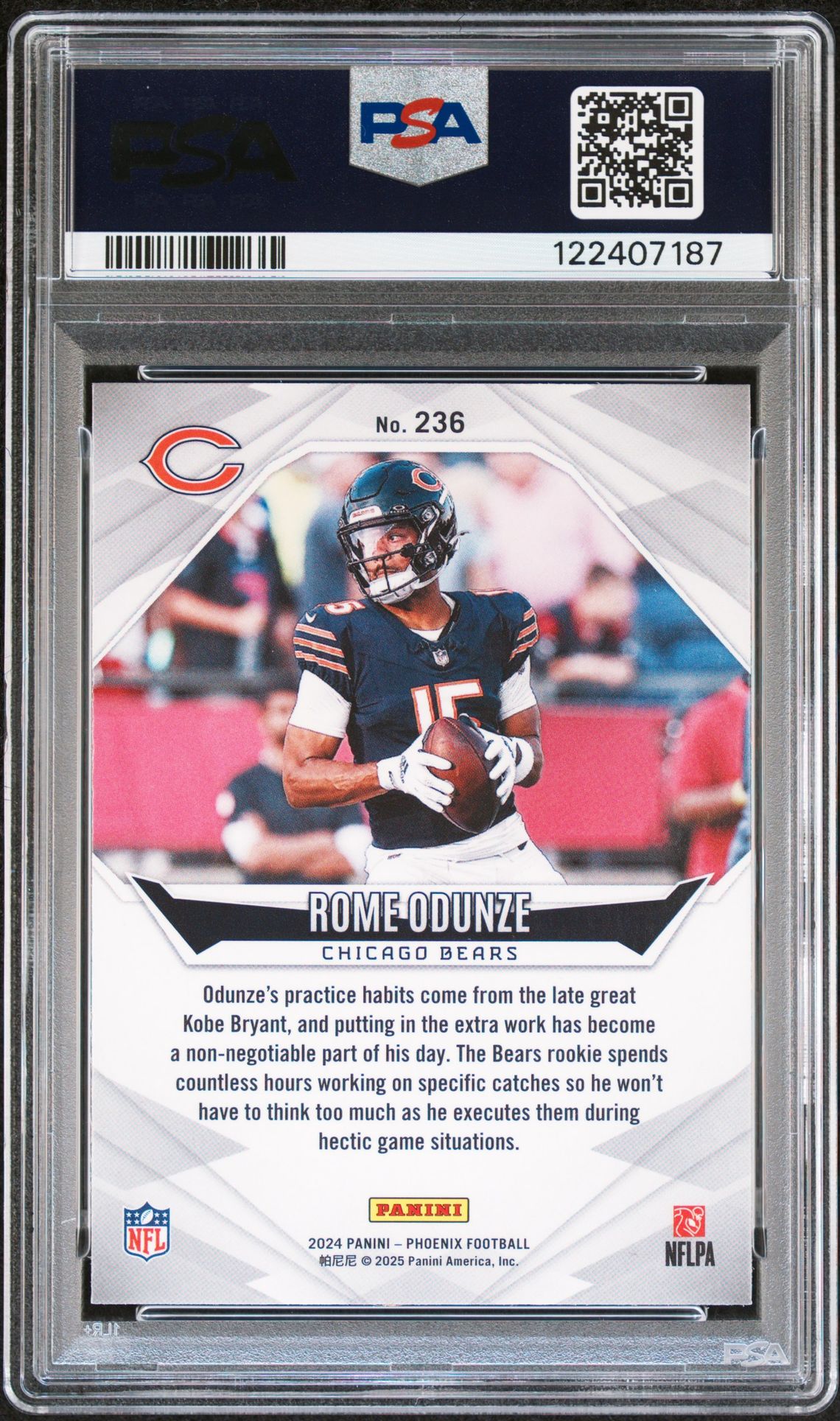 2024 Panini Phoenix Rome Odunze #236 (Orange) Gem Mt 10 back