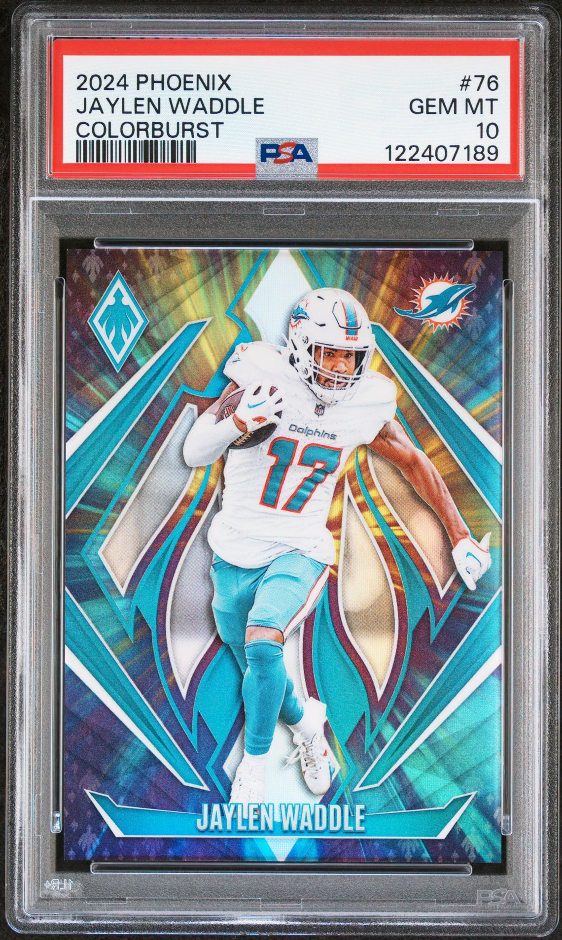 2024 Panini Phoenix Jaylen Waddle #76 (Colorburst) Gem Mt 10 front