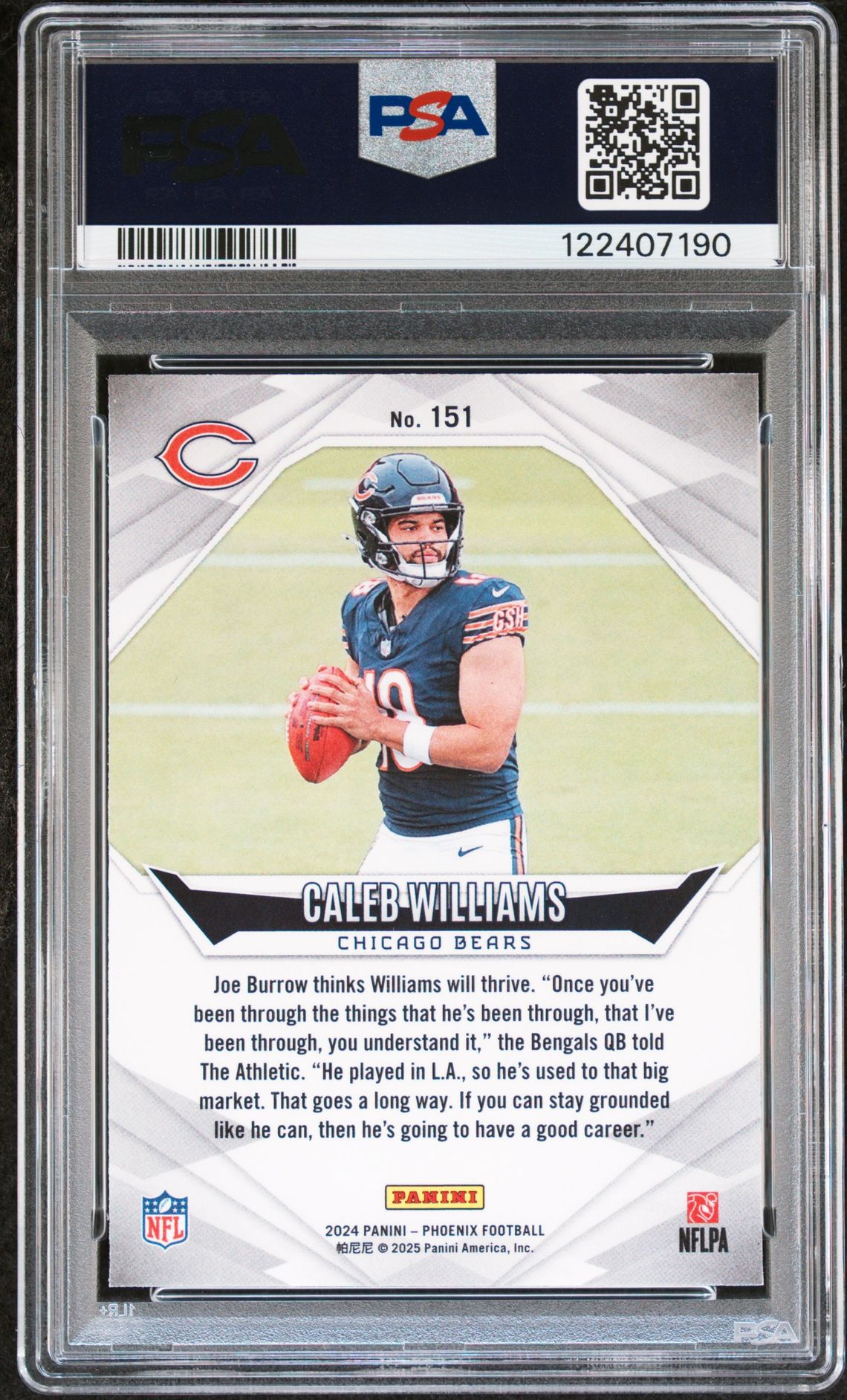 2024 Panini Phoenix Caleb Williams #151 (Hyper) Gem Mt 10 back