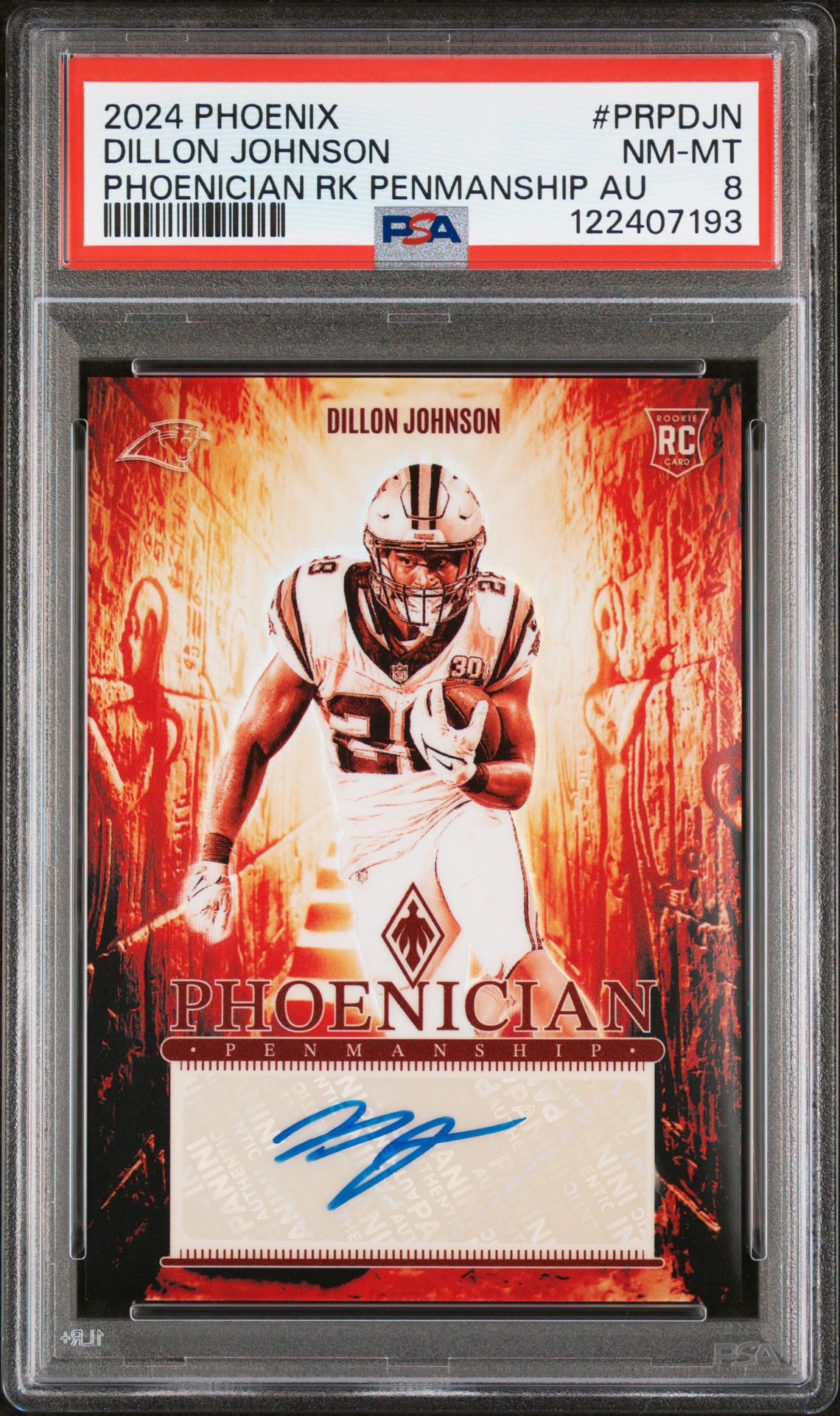 2024 Panini Phoenix Phoenician Rookie Penmanship Autographs Dillon Johnson #Prpdjn Nm-Mt 8 front