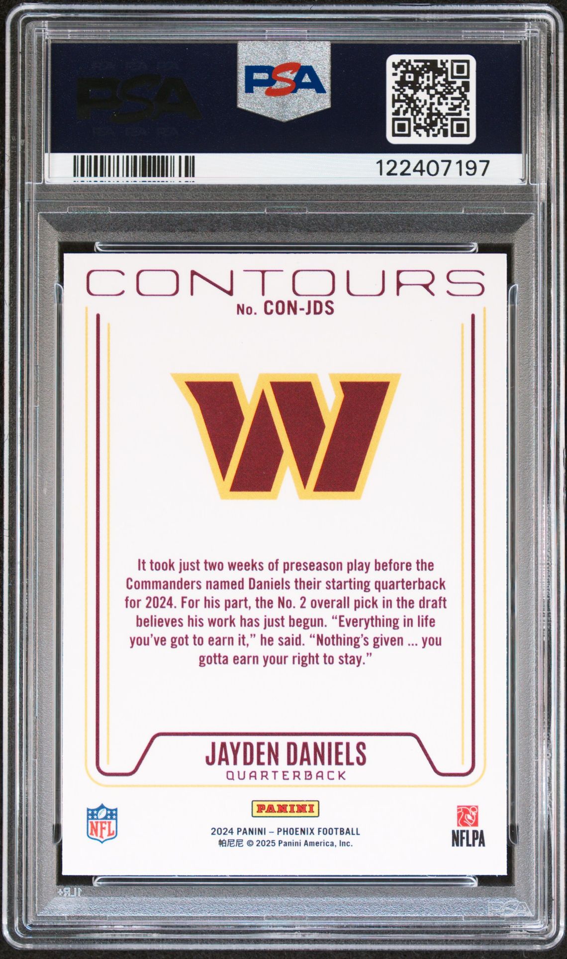 2024 Panini Phoenix Contours Jayden Daniels #Conjds Gem Mt 10 back