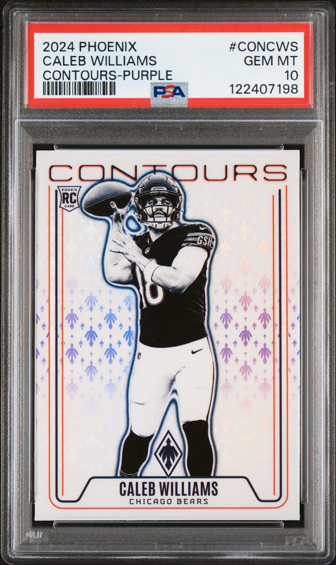 2024 Panini Phoenix Contours Caleb Williams #Concws (Contours-Purple) Gem Mt 10 front