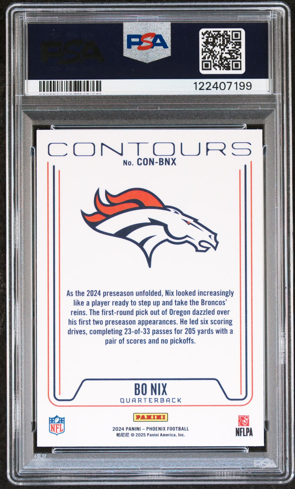 2024 Panini Phoenix Contours Bo Nix #Conbnx (Contours-Purple) Mint 9 back