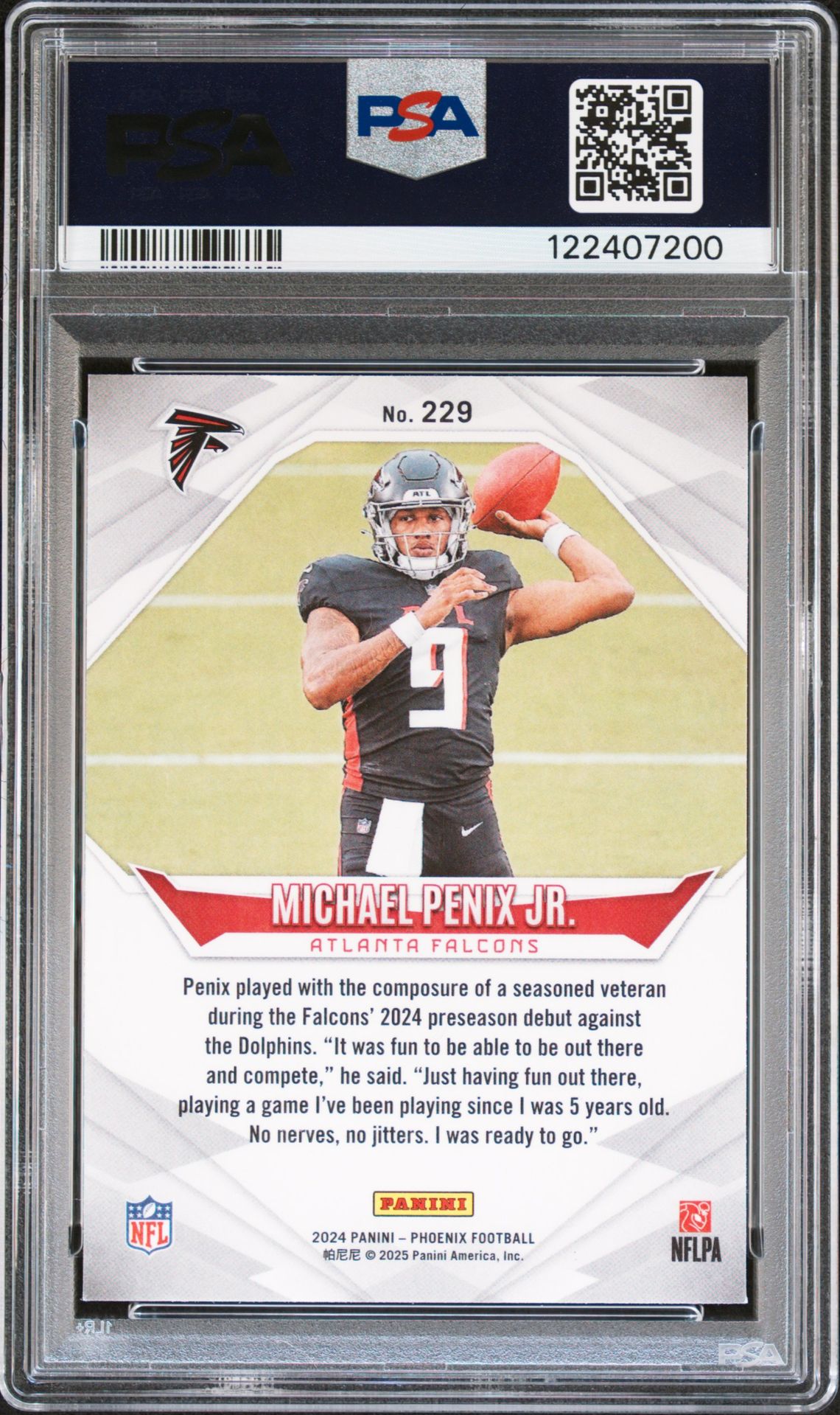 2024 Panini Phoenix Michael Penix Jr. #229 (Purple Hyper) Mint 9 back