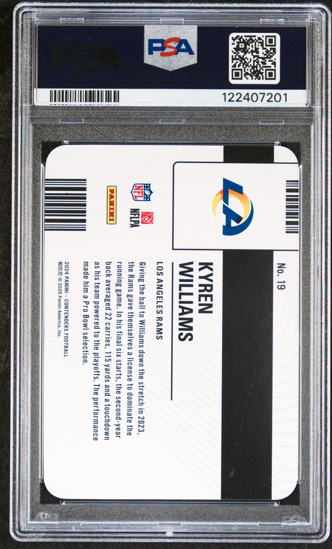 2024 Panini Contenders License To Dominate Kyren Williams #19 Mint 9 back