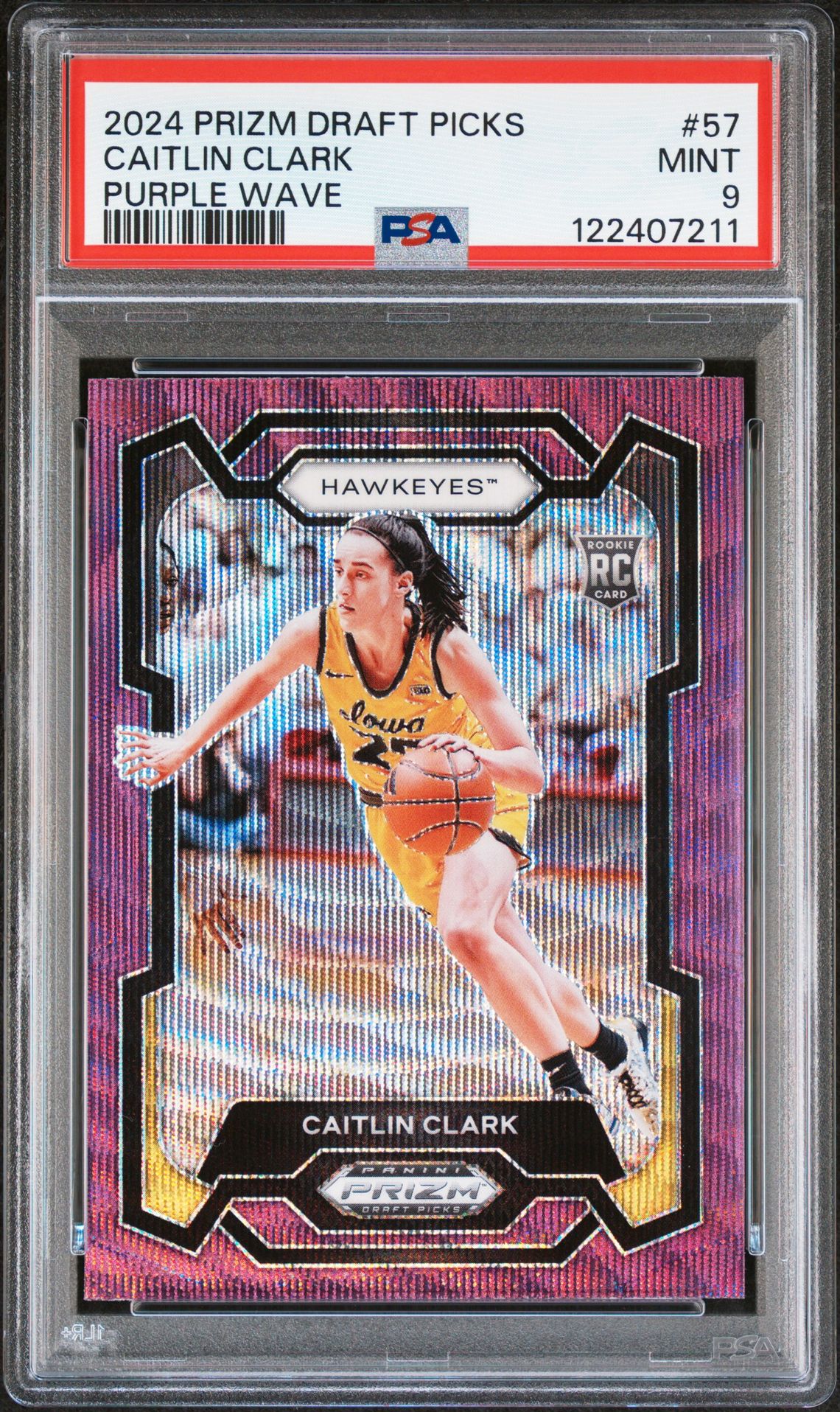2024 Panini Prizm Draft Picks Caitlin Clark #57 (Purple Wave) Mint 9 front