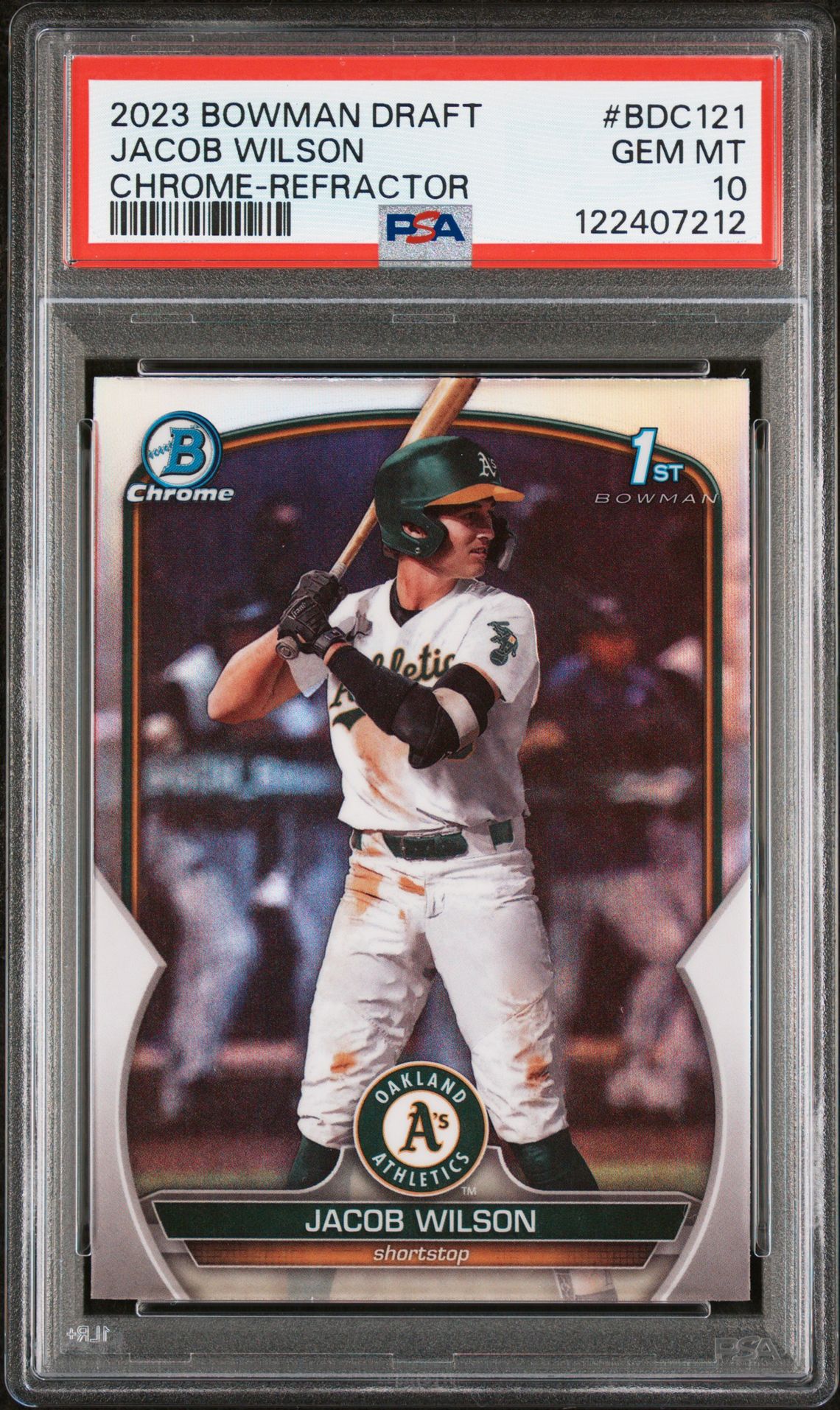 2023 Bowman Draft Jacob Wilson #Bdc121 (Chrome-Refractor) Gem Mt 10 front