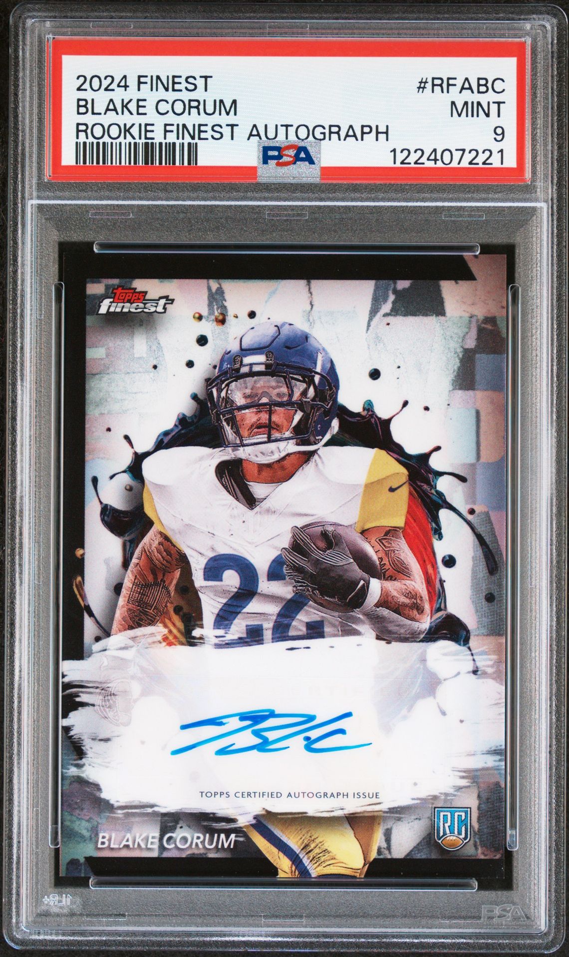 2024 Topps Finest Rookie Finest Autographs Blake Corum #Rfabc Mint 9 front