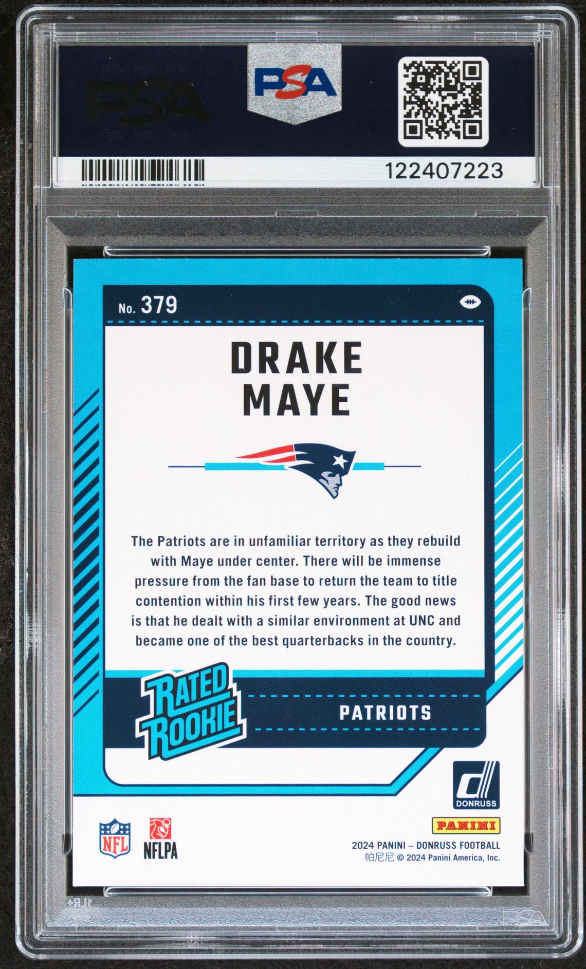 2024 Panini Donruss Drake Maye #379 Mint 9 back