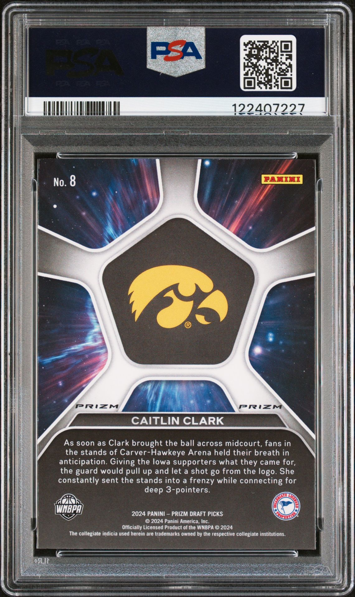 2024 Panini Prizm Draft Picks Deep Space Caitlin Clark #8 (Deep Space-Silver Prizm) Gem Mt 10 back