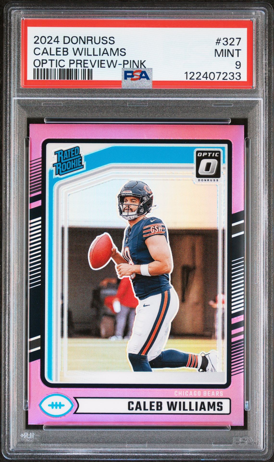 2024 Panini Donruss Caleb Williams #327 (Optic Preview-Pink) Mint 9 front