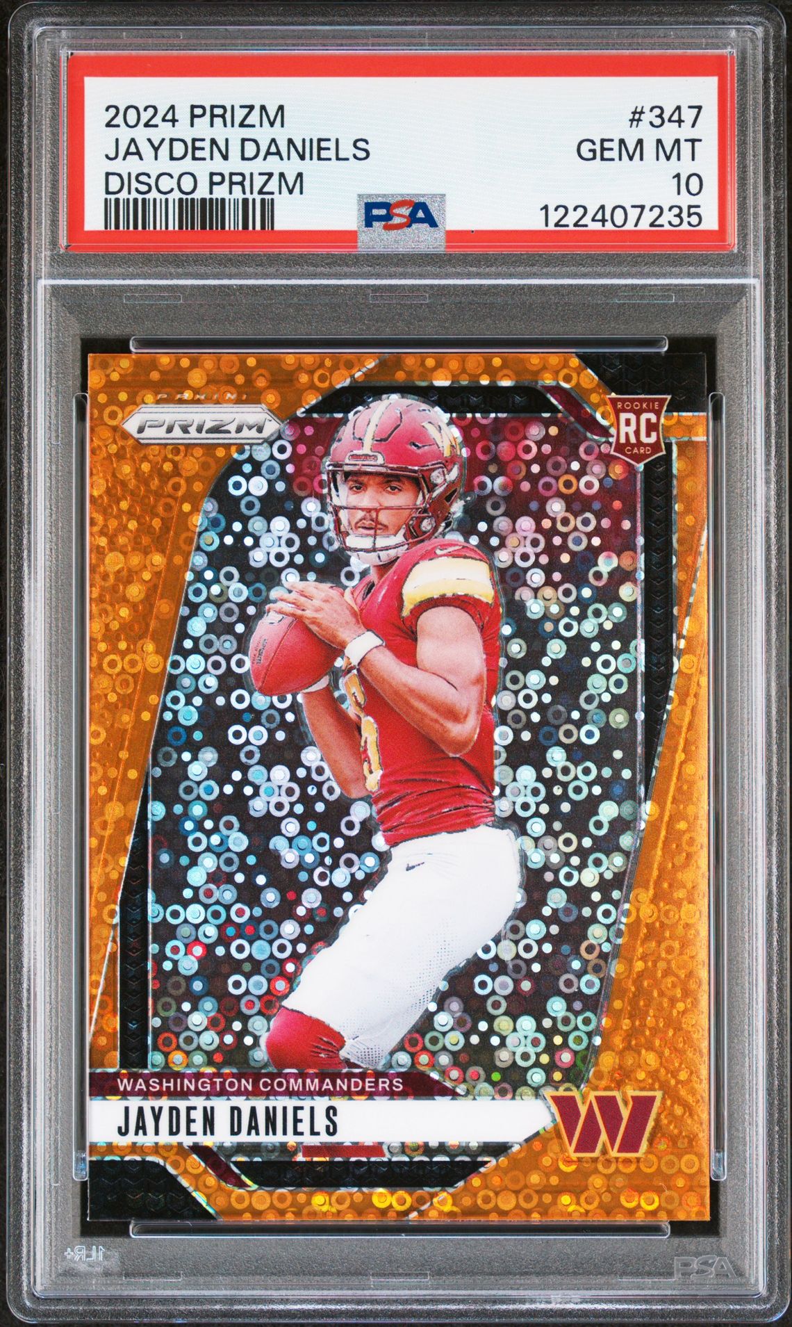 2024 Panini Prizm Jayden Daniels #347 (Disco Prizm) Gem Mt 10 front