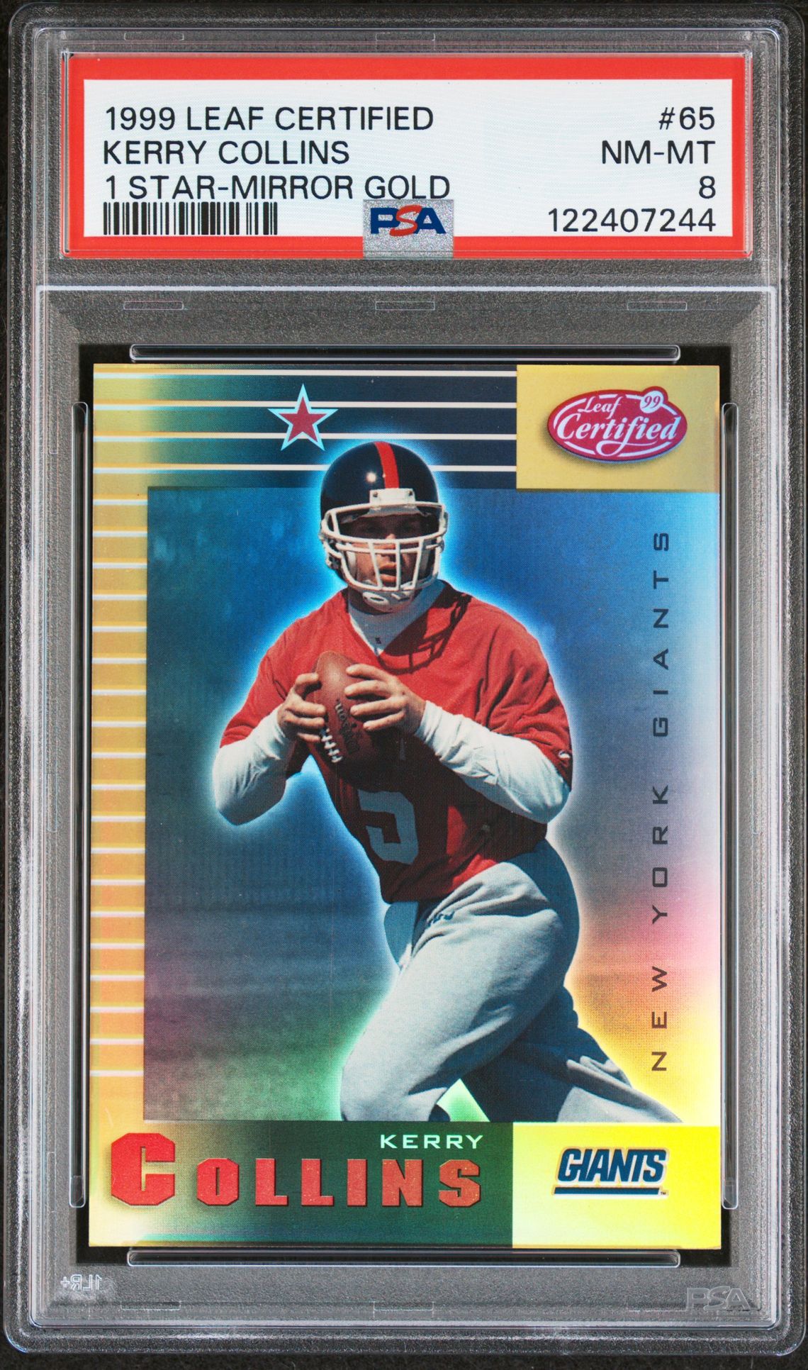 1999 Leaf Certified Kerry Collins #65 (1 Star-Mirror Gold) Nm-Mt 8 front