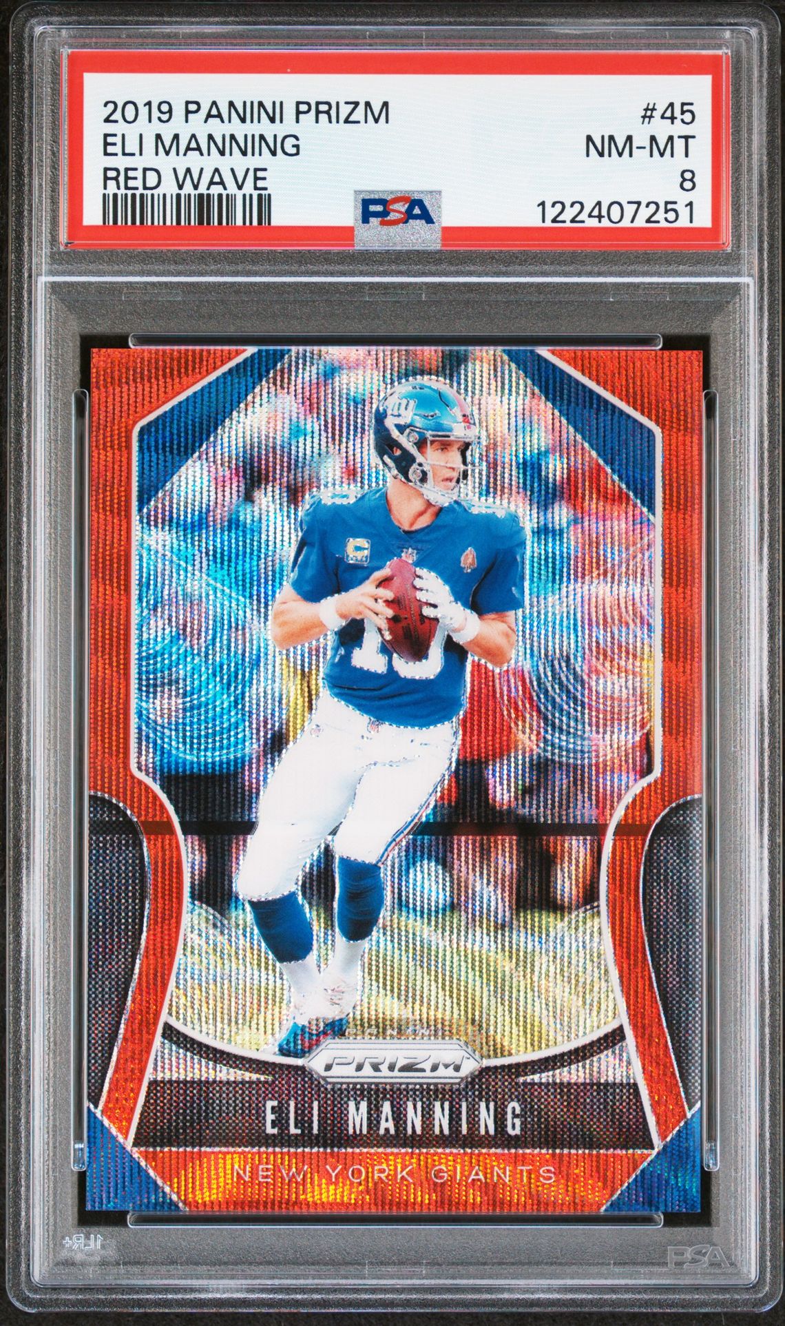 2019 Panini Prizm Eli Manning #45 (Red Wave) Nm-Mt 8 front