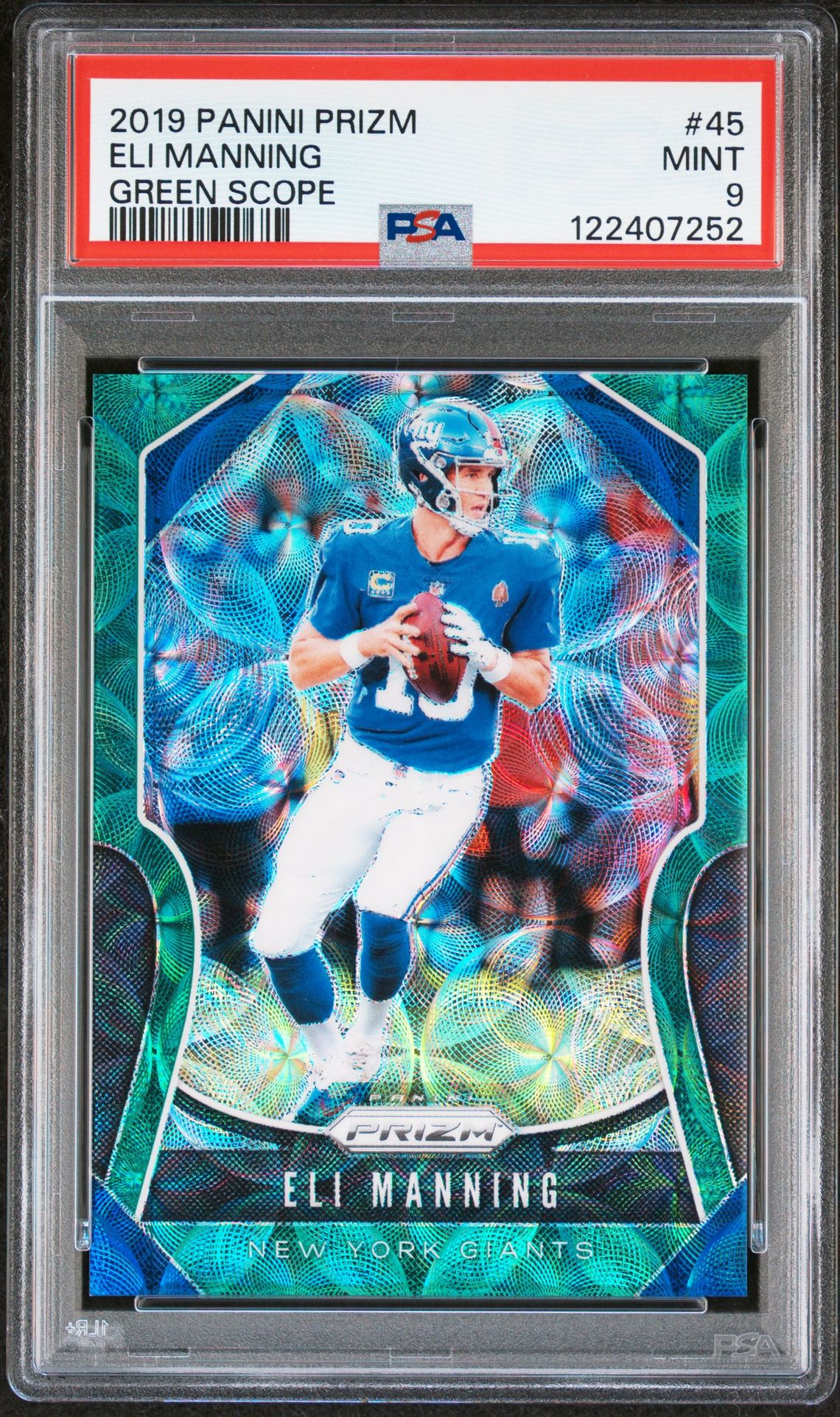 2019 Panini Prizm Eli Manning #45 (Green Scope) Mint 9 front