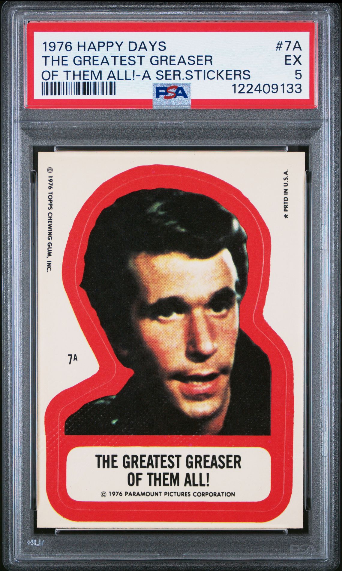 1976 Happy Days A Series Stickers The Greatest Greaser #7A (Of Them All!-A Ser.stickers) Ex 5 front