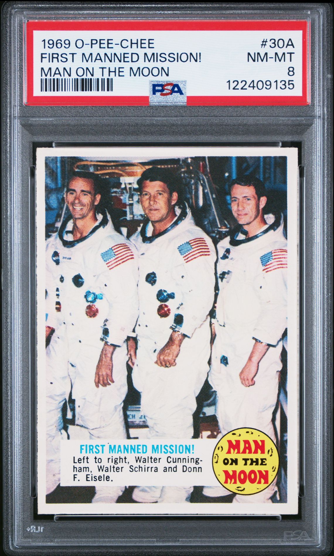 1969 O-Pee-Chee Man On The Moon First Manned Mission! #30A (Man On The Moon) Nm-Mt 8 front
