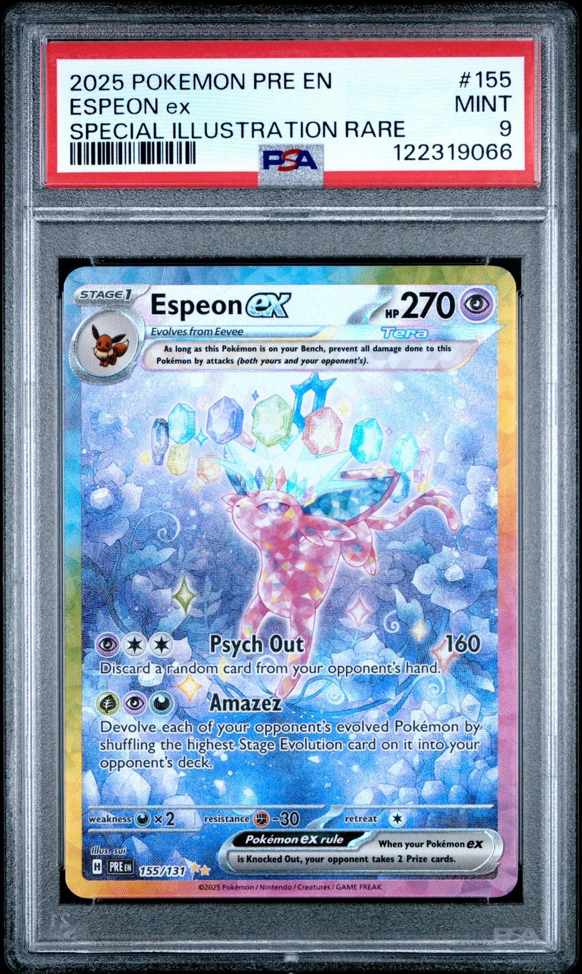 2025 Pokemon Pre En-Prismatic Evolutions Espeon Ex #155 (Special Illustration Rare) Mint 9 front