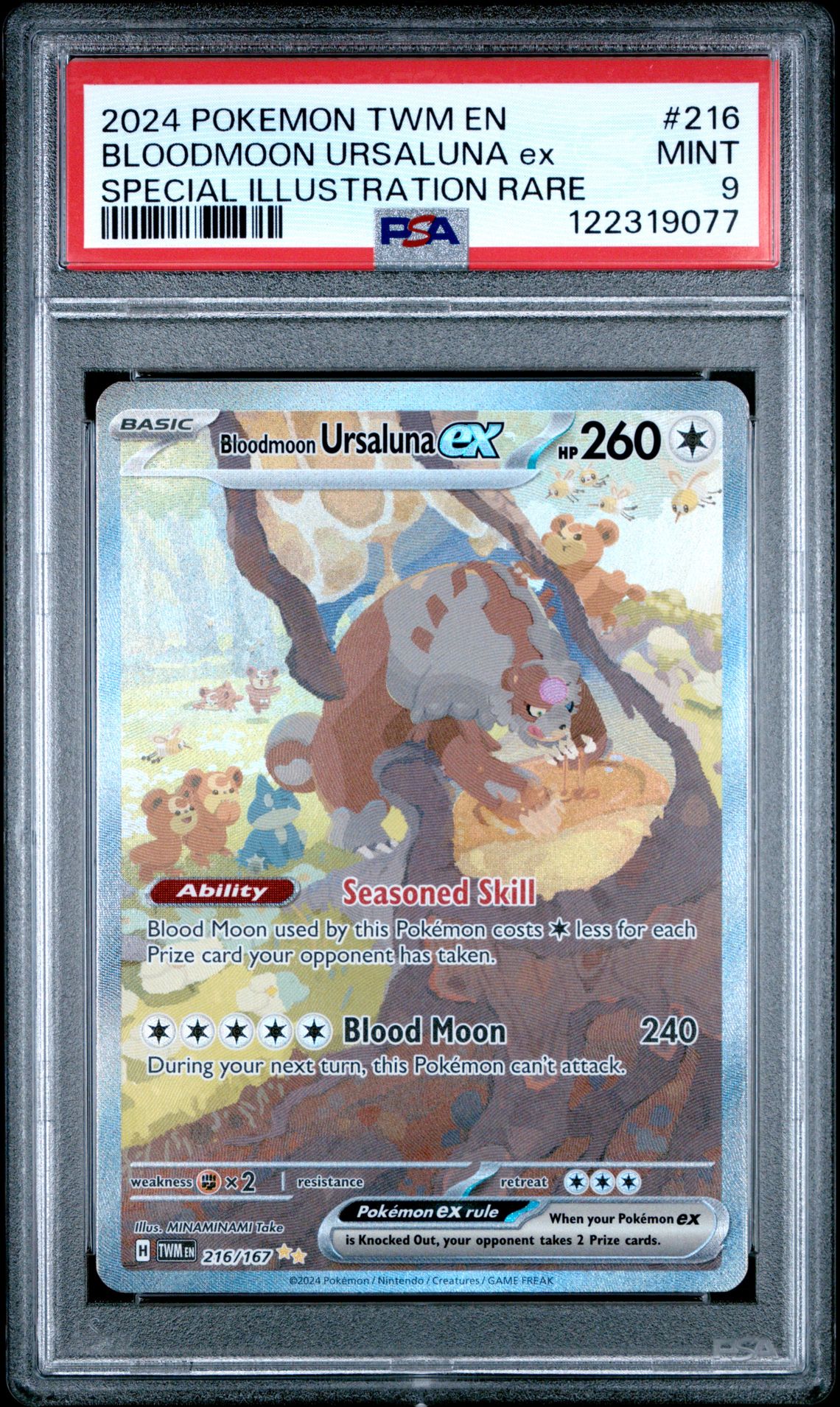 2024 Pokemon Twm En-Twilight Masquerade Bloodmoon Ursaluna Ex #216 (Special Illustration Rare) Mint 9 front