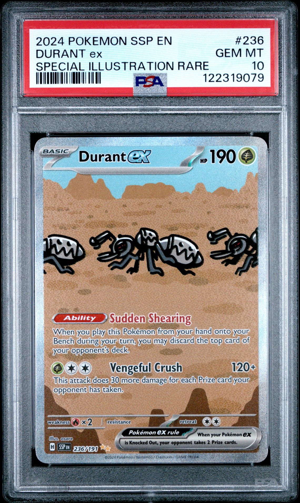 2024 Pokemon Ssp En-Surging Sparks Durant Ex #236 (Special Illustration Rare) Gem Mt 10 front