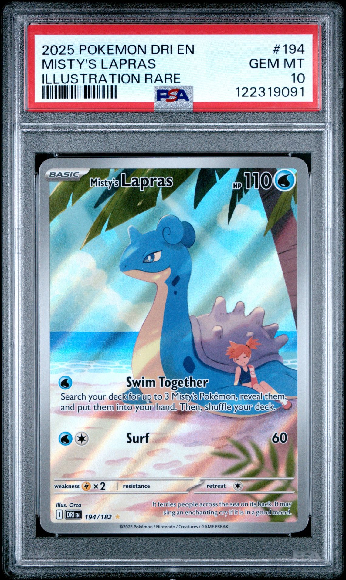 2025 Pokemon Dri En-Destined Rivals Misty's Lapras #194 (Illustration Rare) Gem Mt 10 front