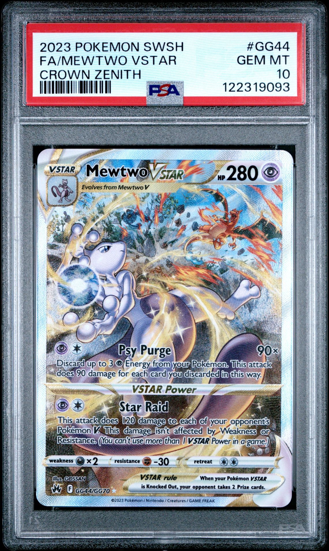 2023 Pokemon Sword And Shield Crown Zenith Fa/Mewtwo Vstar #Gg44 (Crown Zenith) Gem Mt 10 front