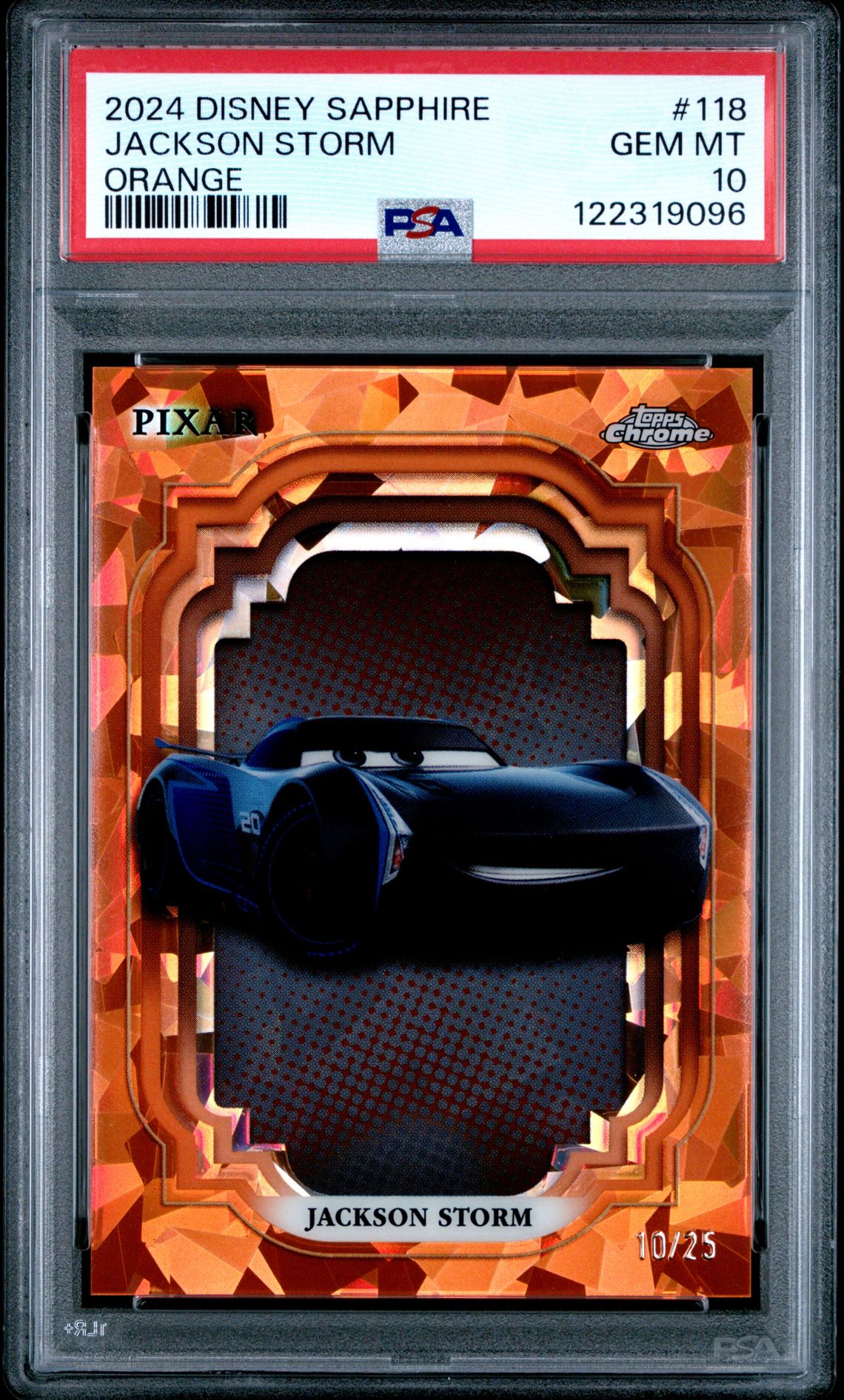 2024 Topps Chrome Disney Sapphire Edition Jackson Storm #118 (Orange) Gem Mt 10 front