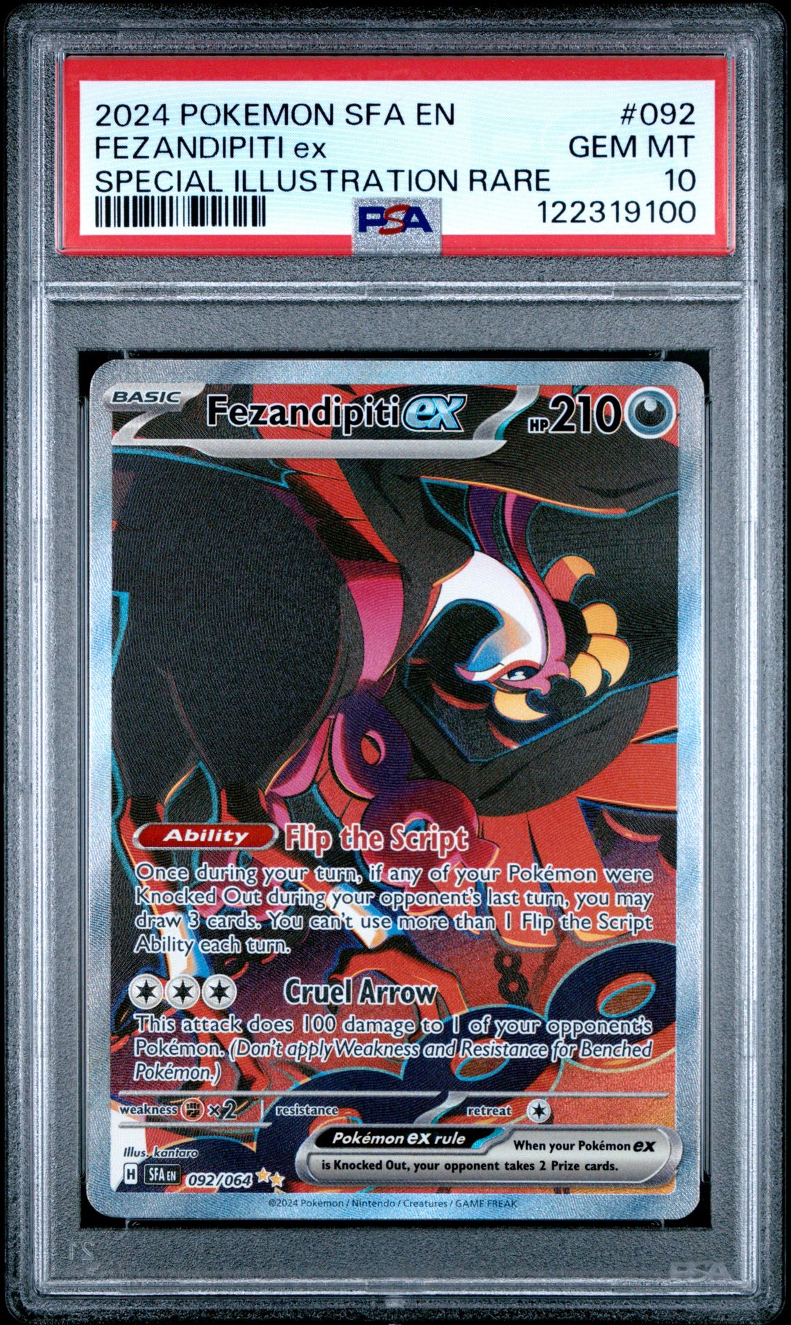 2024 Pokemon Sfa En-Shrouded Fable Fezandipiti Ex #092 (Special Illustration Rare) Gem Mt 10 front