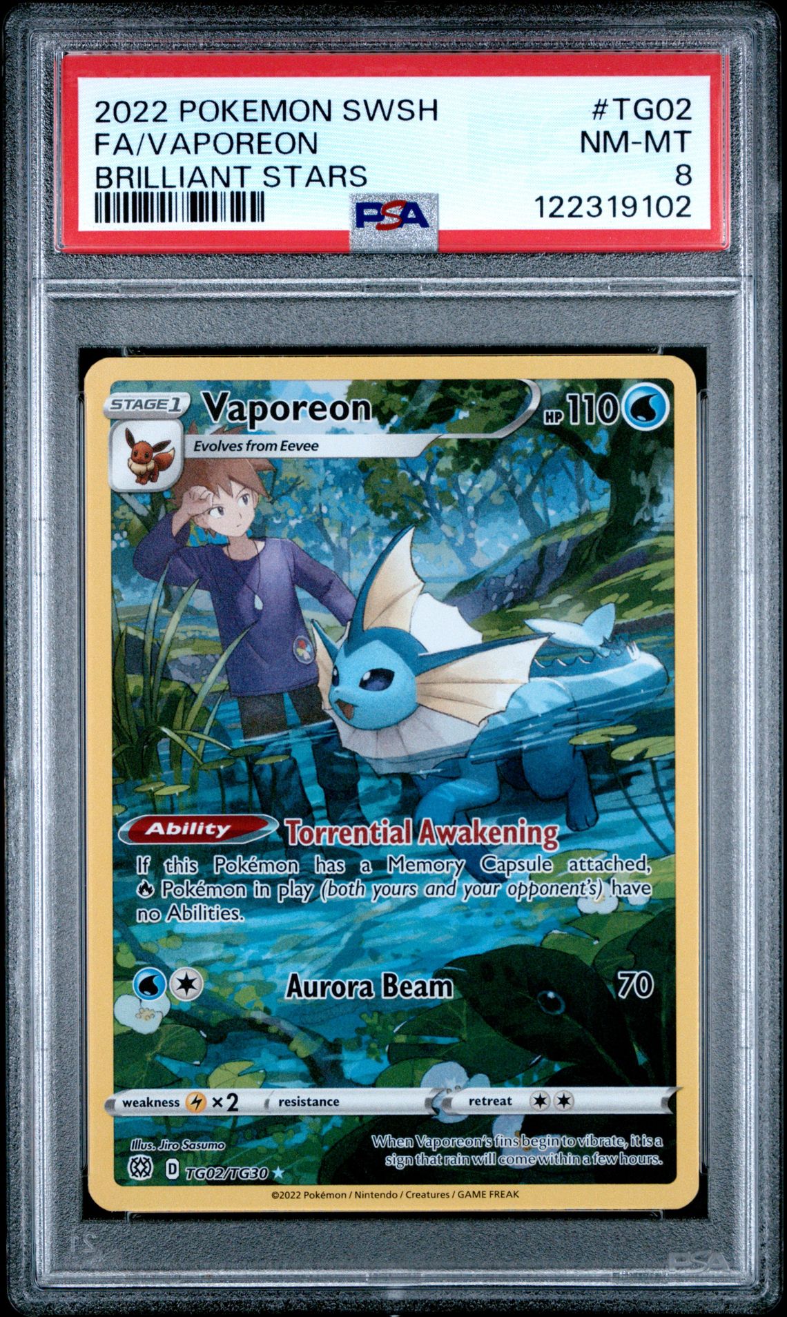 2022 Pokemon Sword & Shield Brilliant Stars Fa/Vaporeon #Tg02 (Brilliant Stars) Nm-Mt 8 front