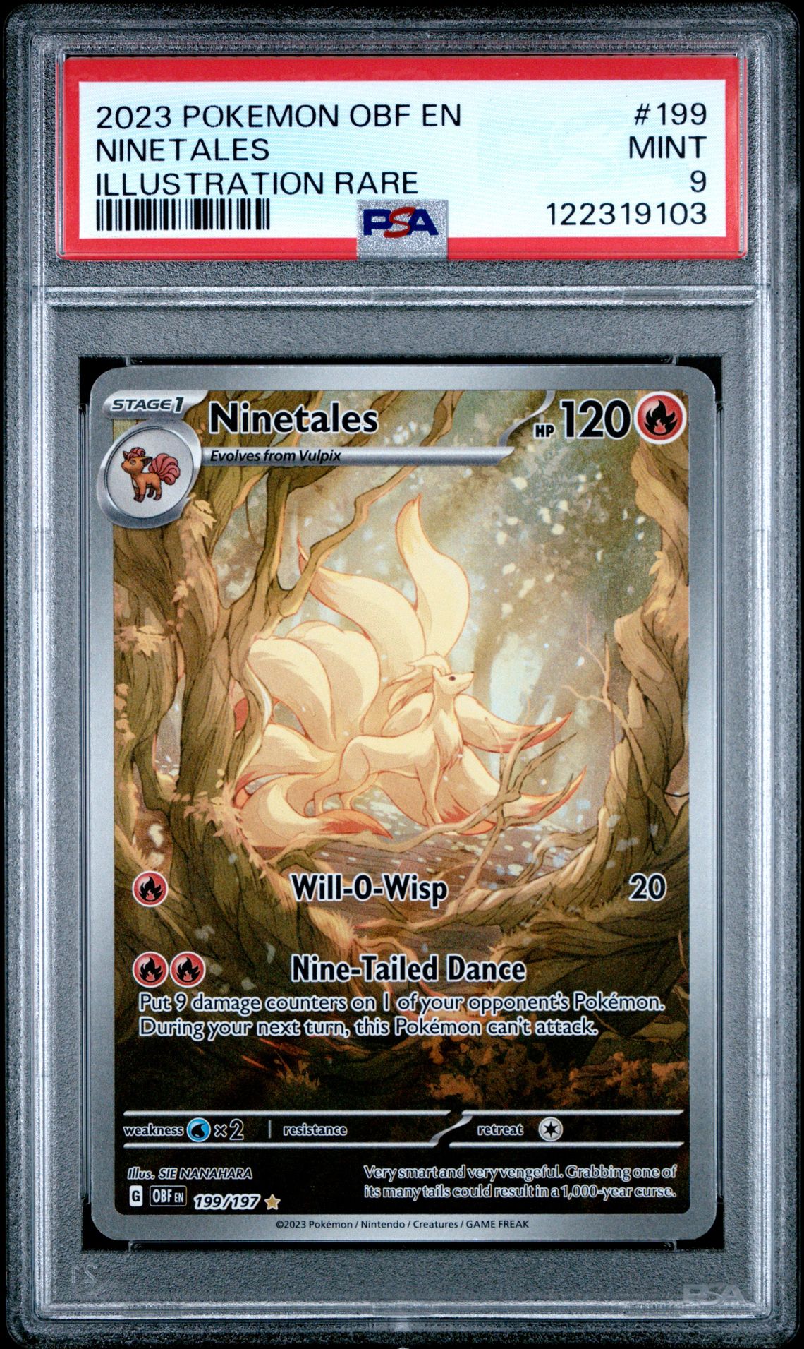 2023 Pokemon Obf En-Obsidian Flames Ninetales #199 (Illustration Rare) Mint 9 front