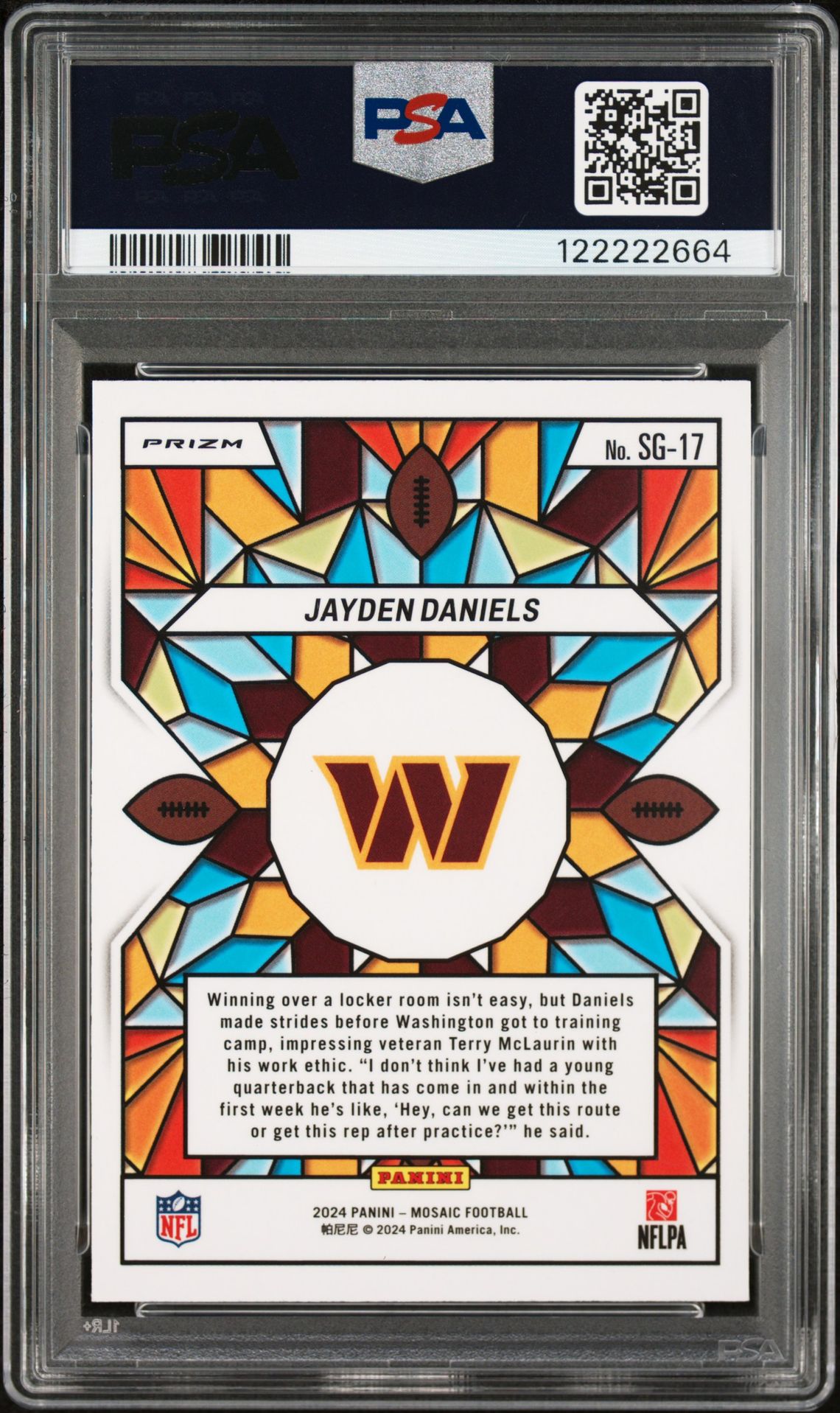 2024 Panini Mosaic Stained Glass Jayden Daniels #Sg17 Mint 9 back