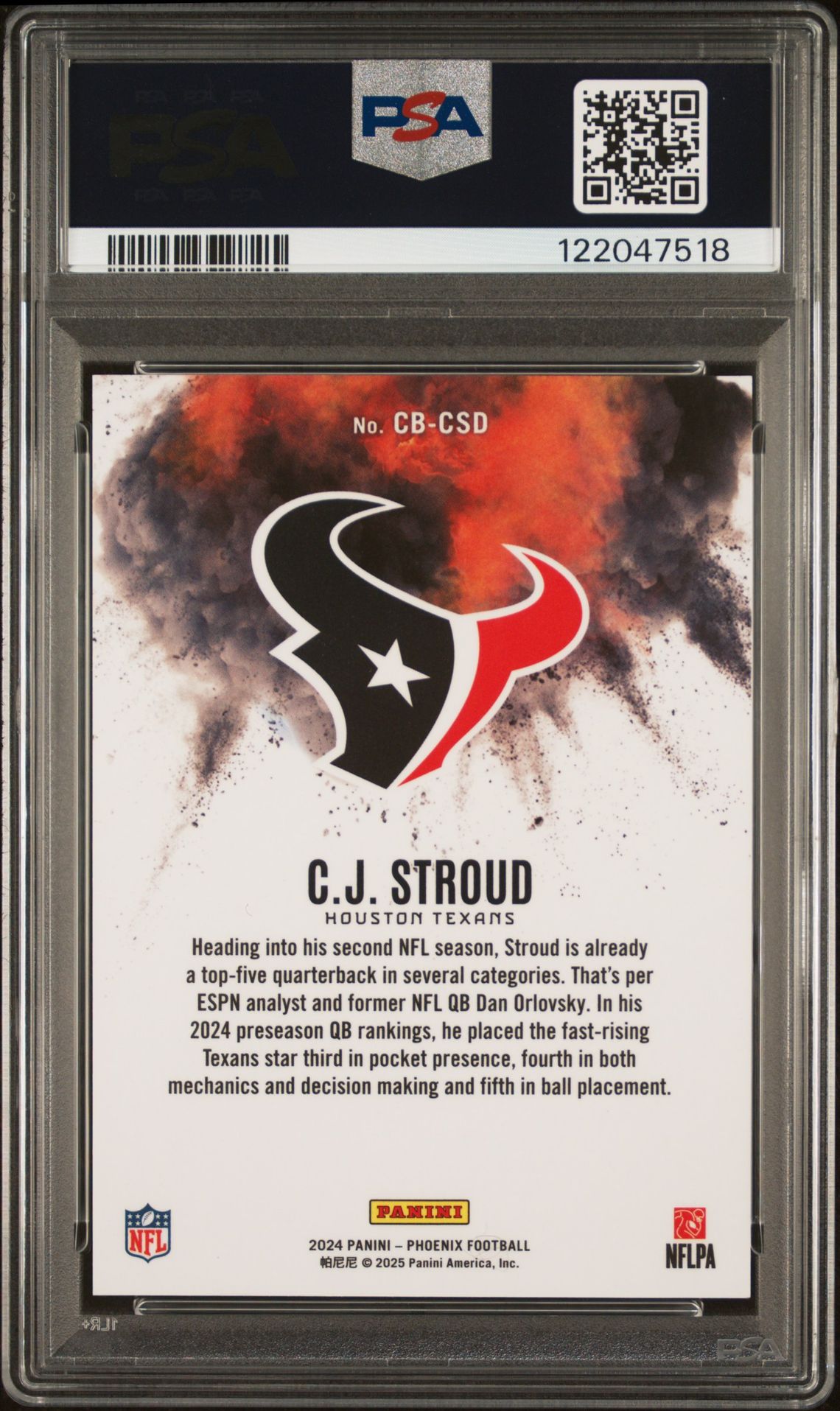 2024 Panini Phoenix Color Blast Cj Stroud #Cbcsd Gem Mt 10 back