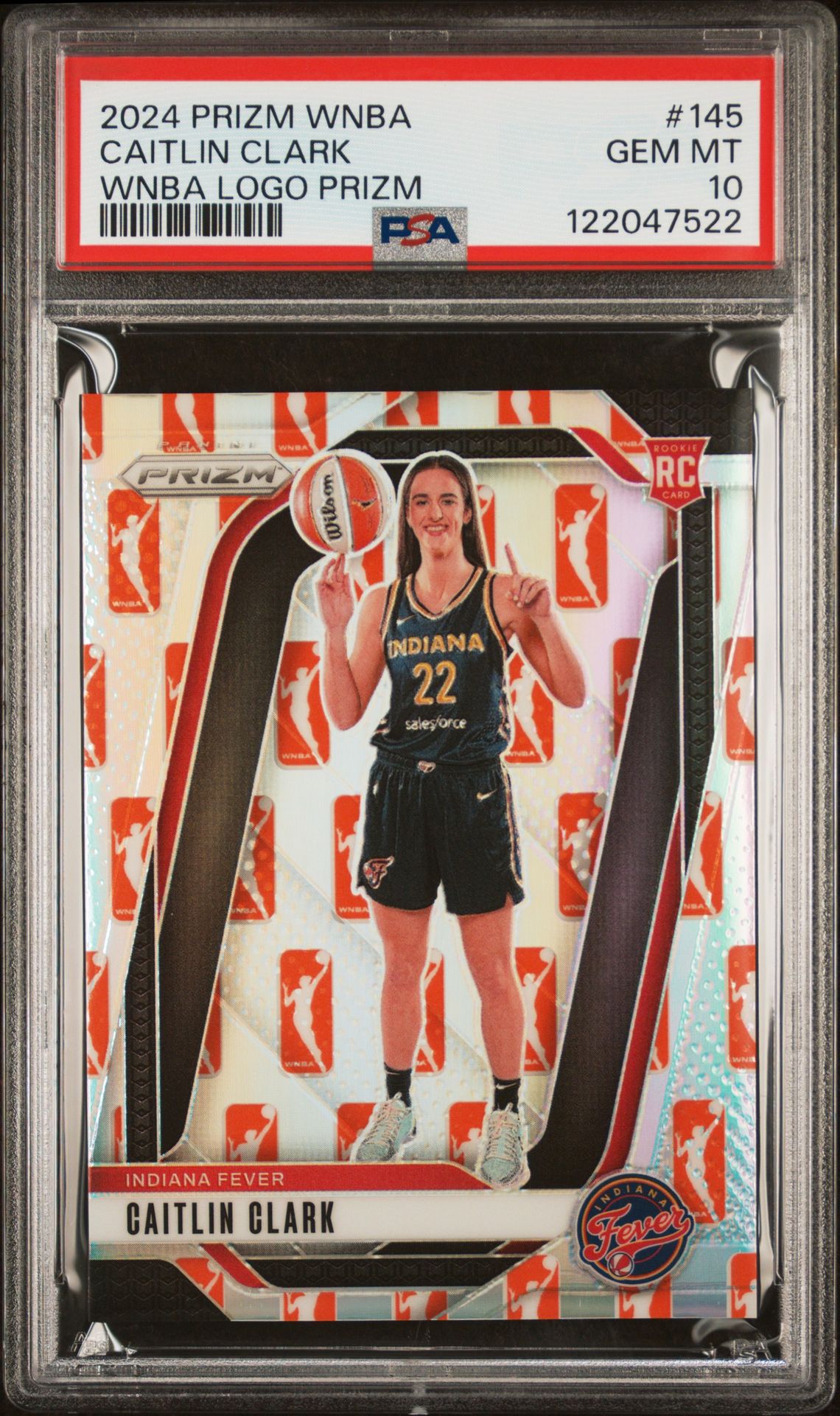 2024 Panini Prizm Wnba Caitlin Clark #145 (Wnba Logo Prizm) Gem Mt 10 front