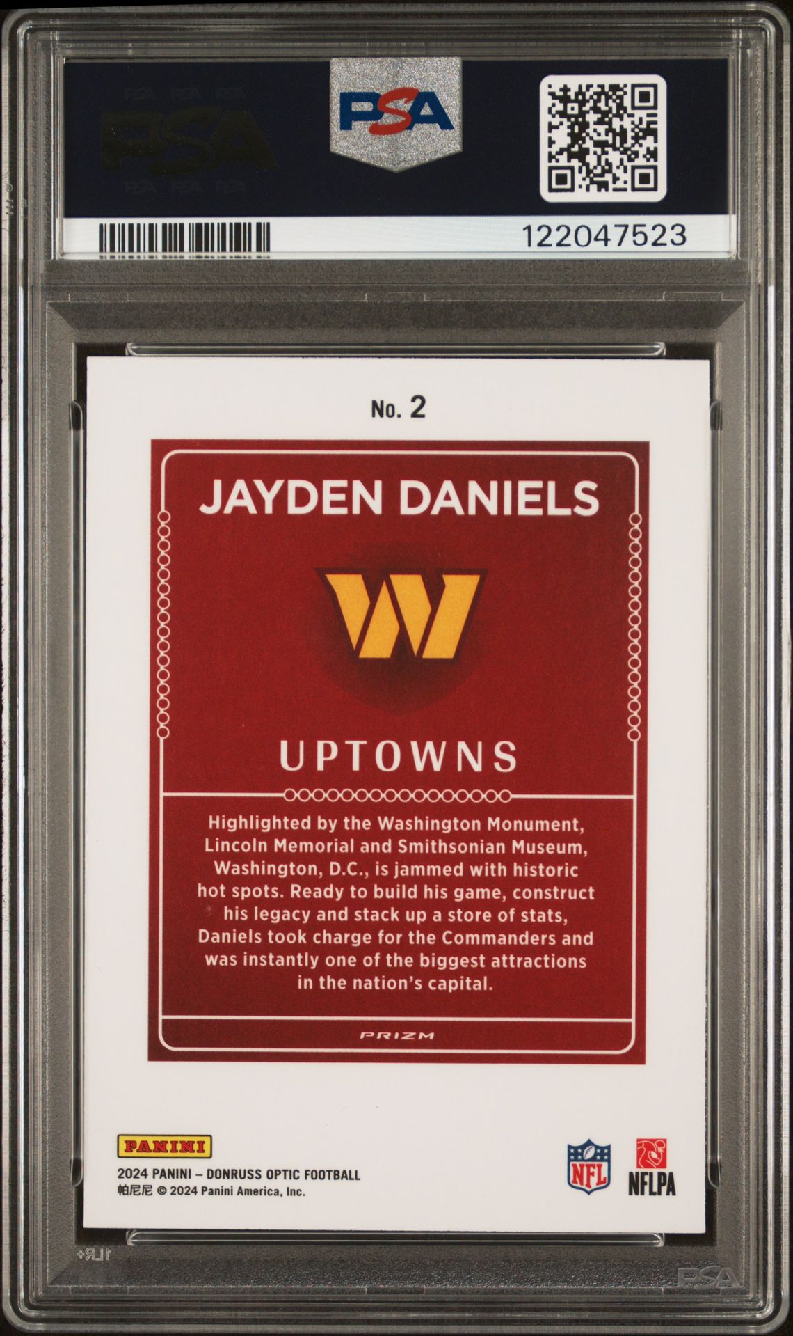 2024 Panini Donruss Optic Uptowns Jayden Daniels #2 Mint 9 back