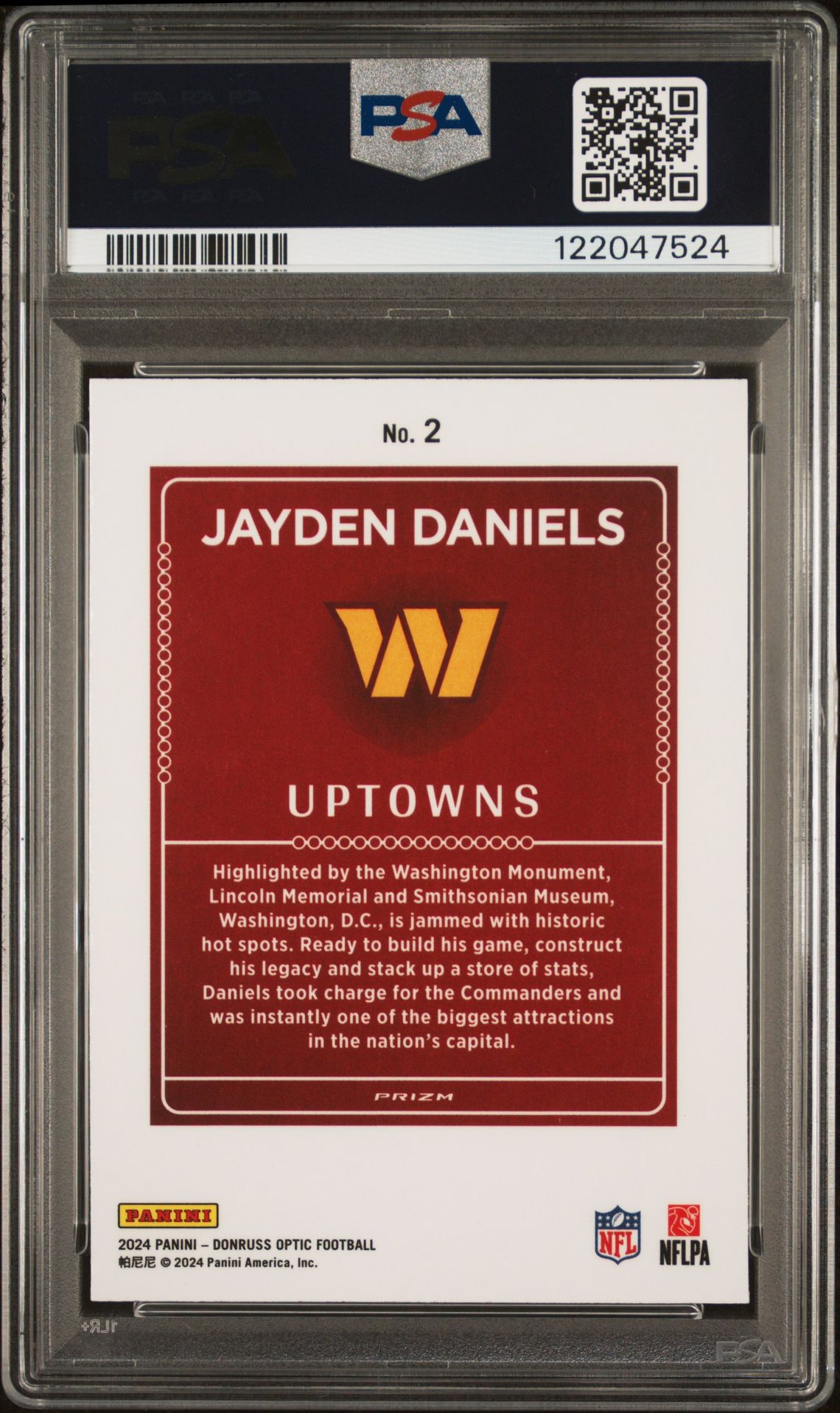 2024 Panini Donruss Optic Uptowns Jayden Daniels #2 Mint 9 back