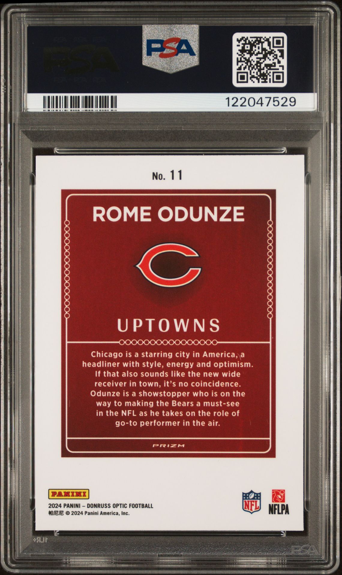 2024 Panini Donruss Optic Uptowns Rome Odunze #11 Mint 9 back