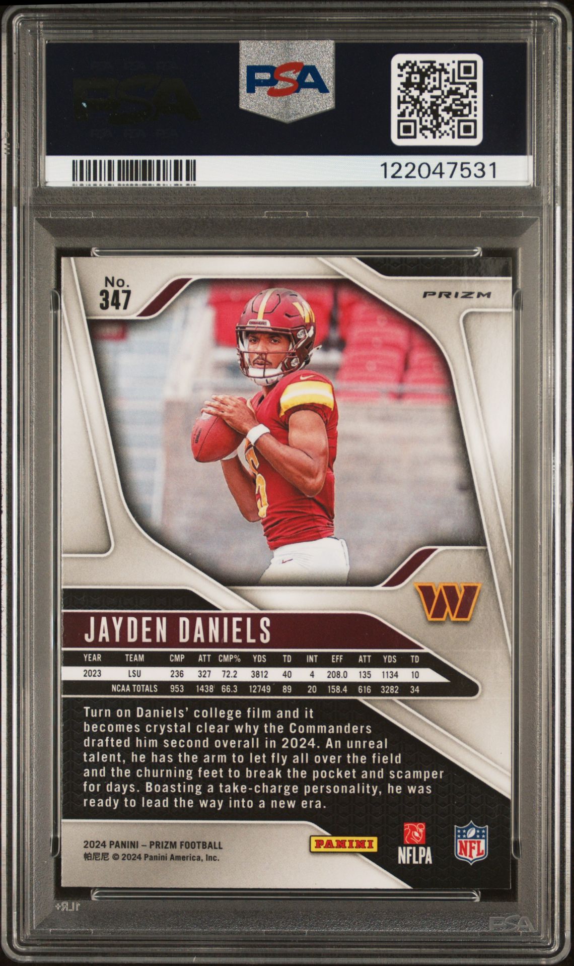 2024 Panini Prizm Jayden Daniels #347 (Purple Pulsar) Nm-Mt 8 back